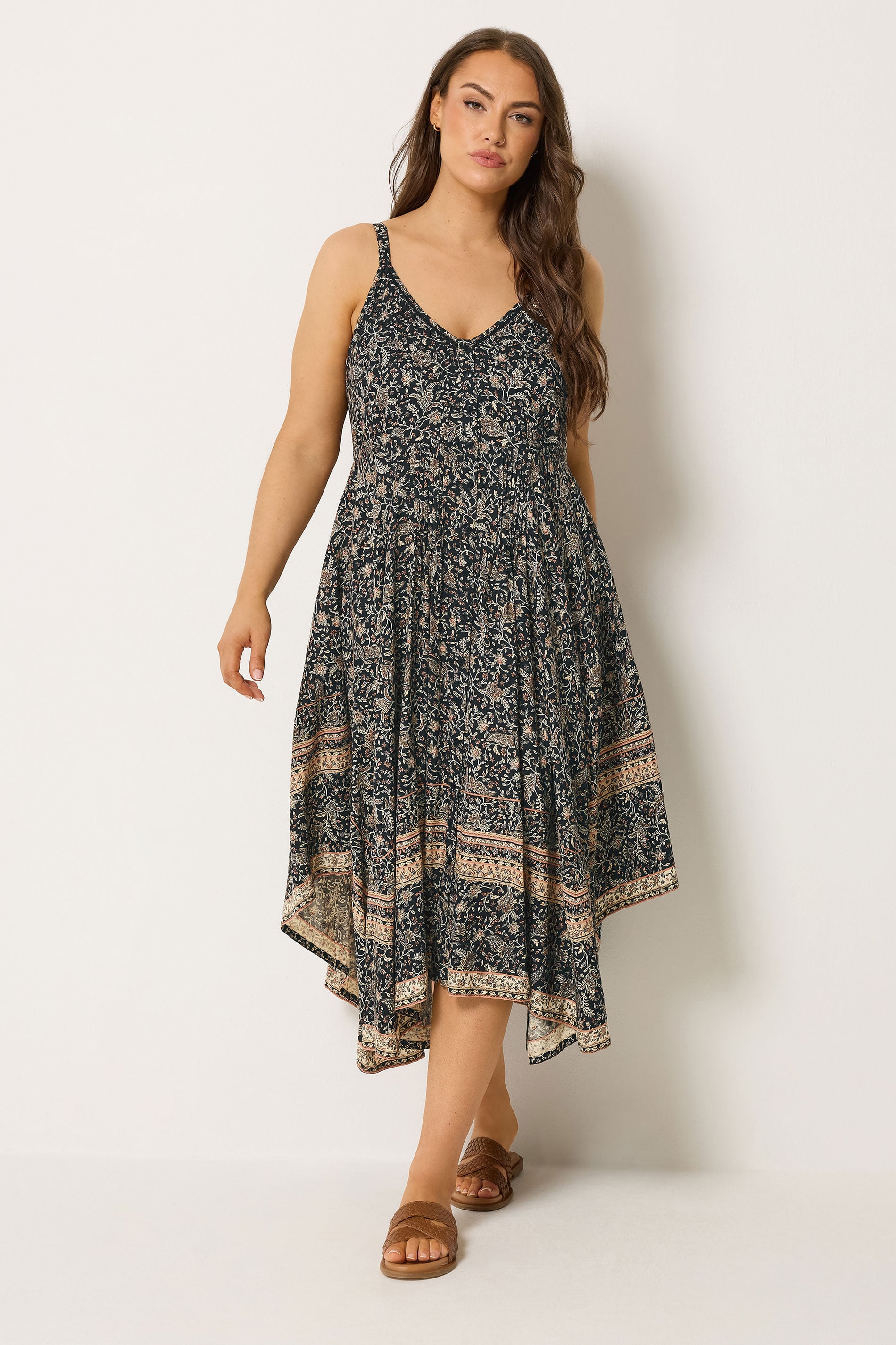 YOURS Curve Black Paisley Hanky Hem Dress 1