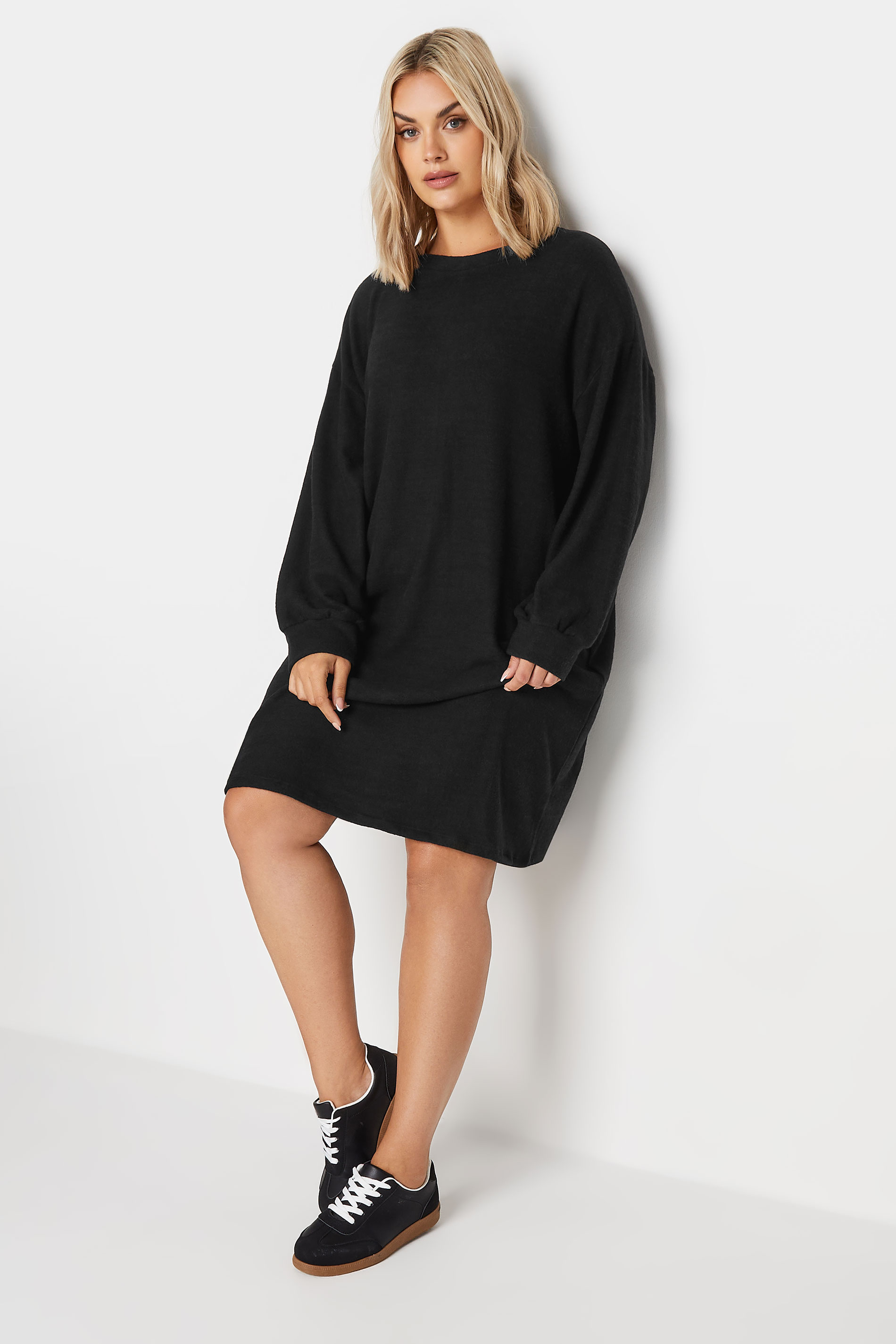 YOURS Plus Size Black Soft Touch Knitted Jumper Dress | Yours Clothing 2