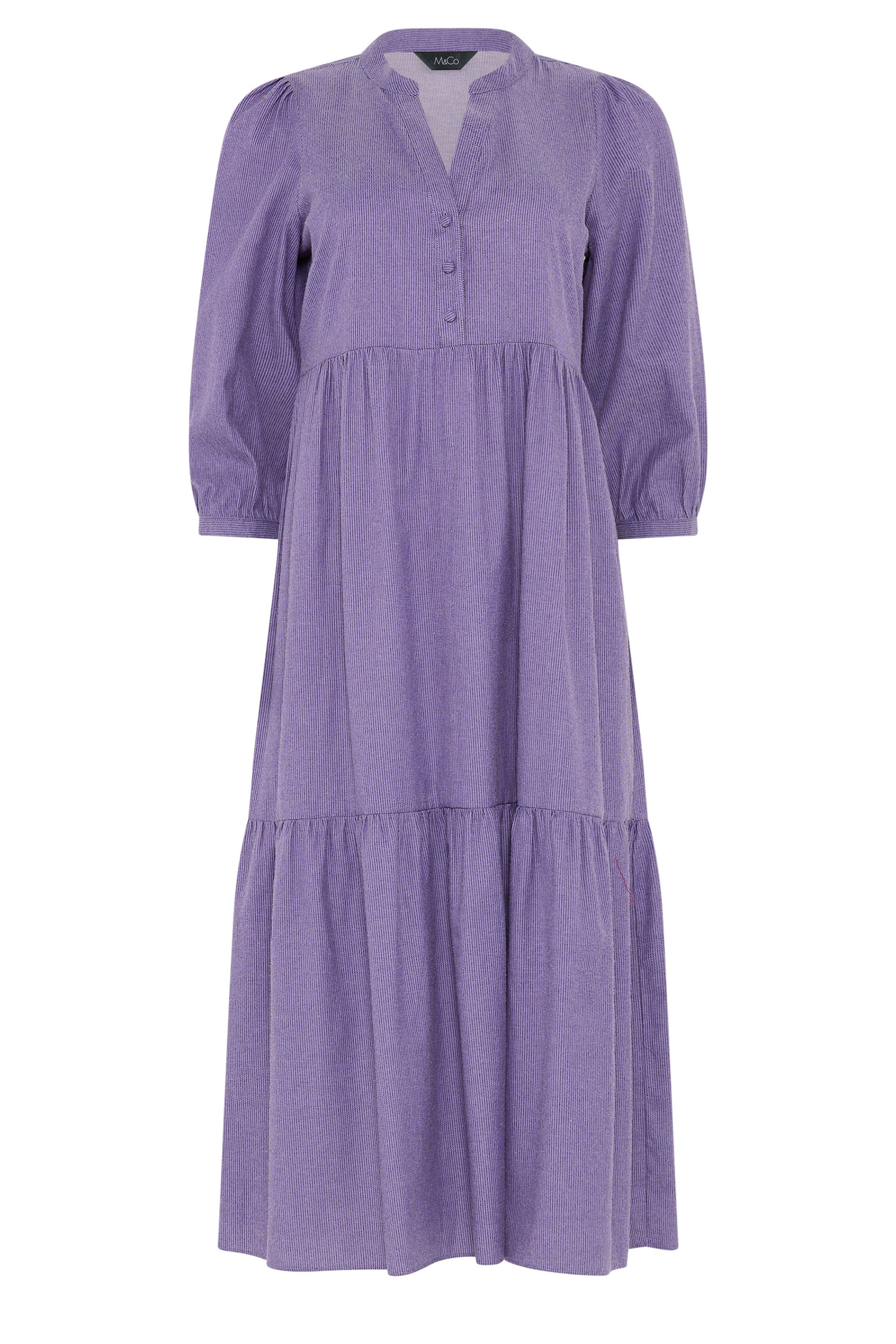 M&Co Purple Fine Stripe Tiered Maxi Dress | M&Co 5
