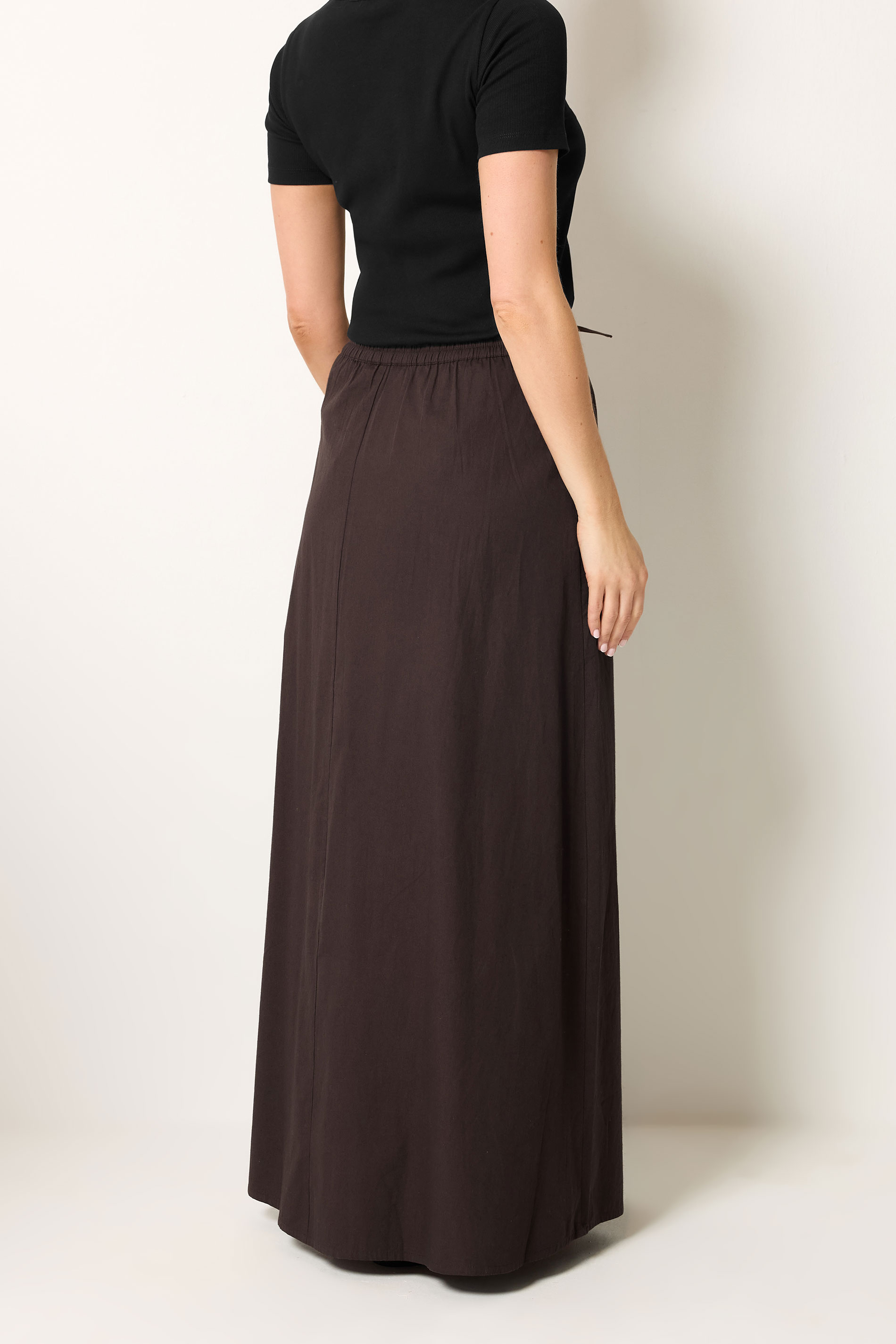 LTS Tall Women's Chocolate Brown Pull On Cotton Maxi Skirt | Long Tall Sally 2