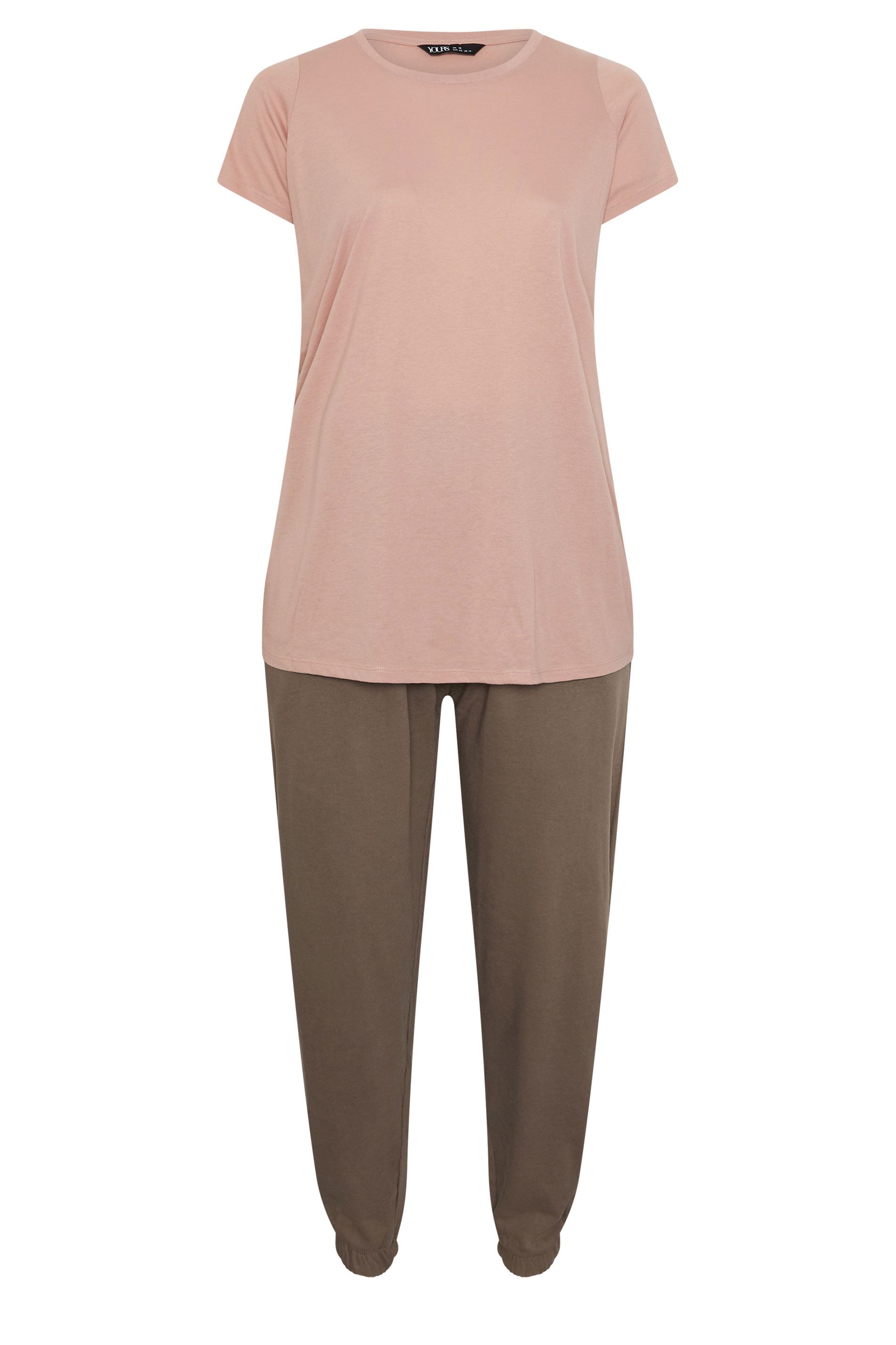 YOURS Plus Size Brown Sweatshirt Jogger & T-Shirt Set | Yours Clothing 7