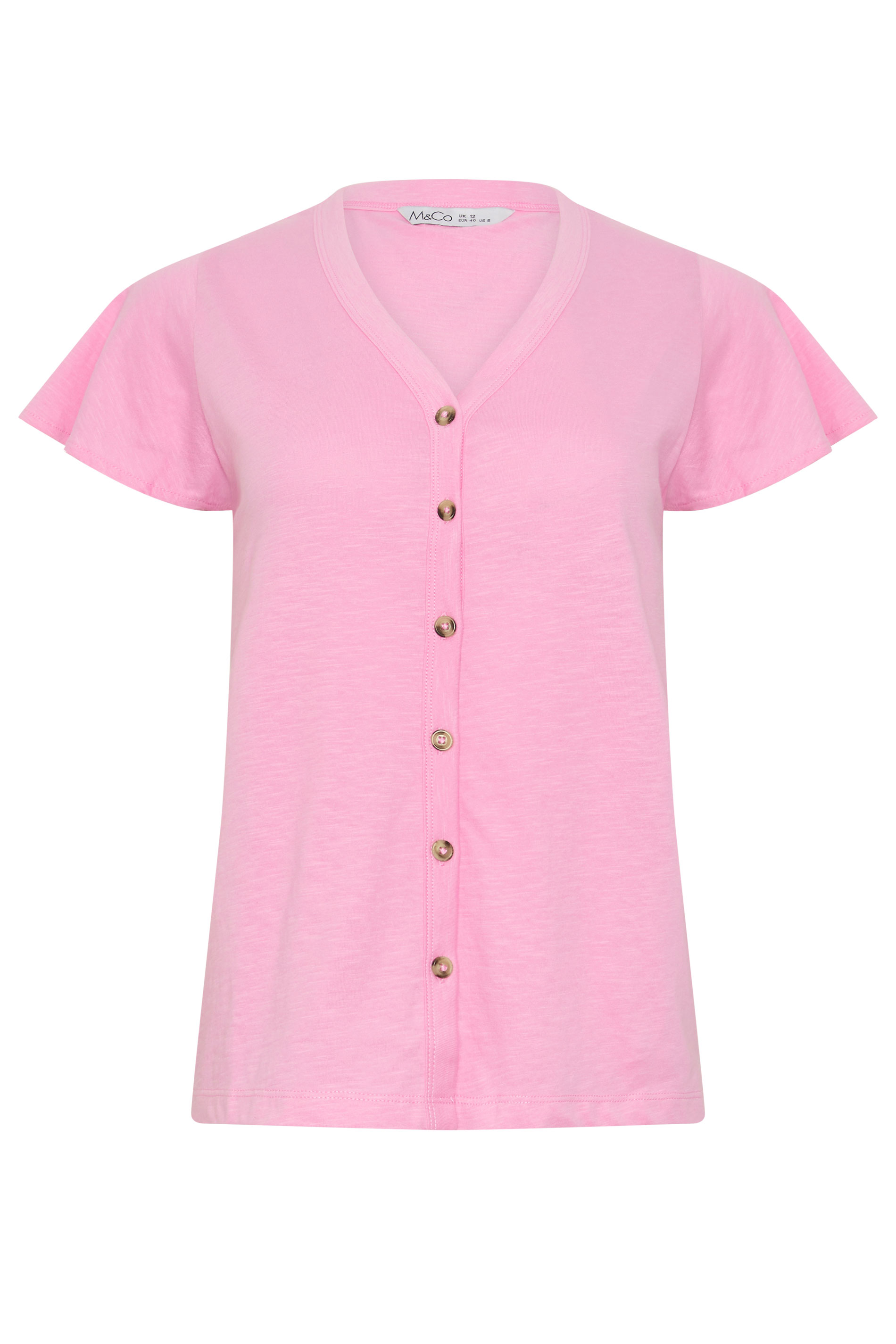 M&Co Pink Cotton Frill Sleeve Blouse | M&Co 5