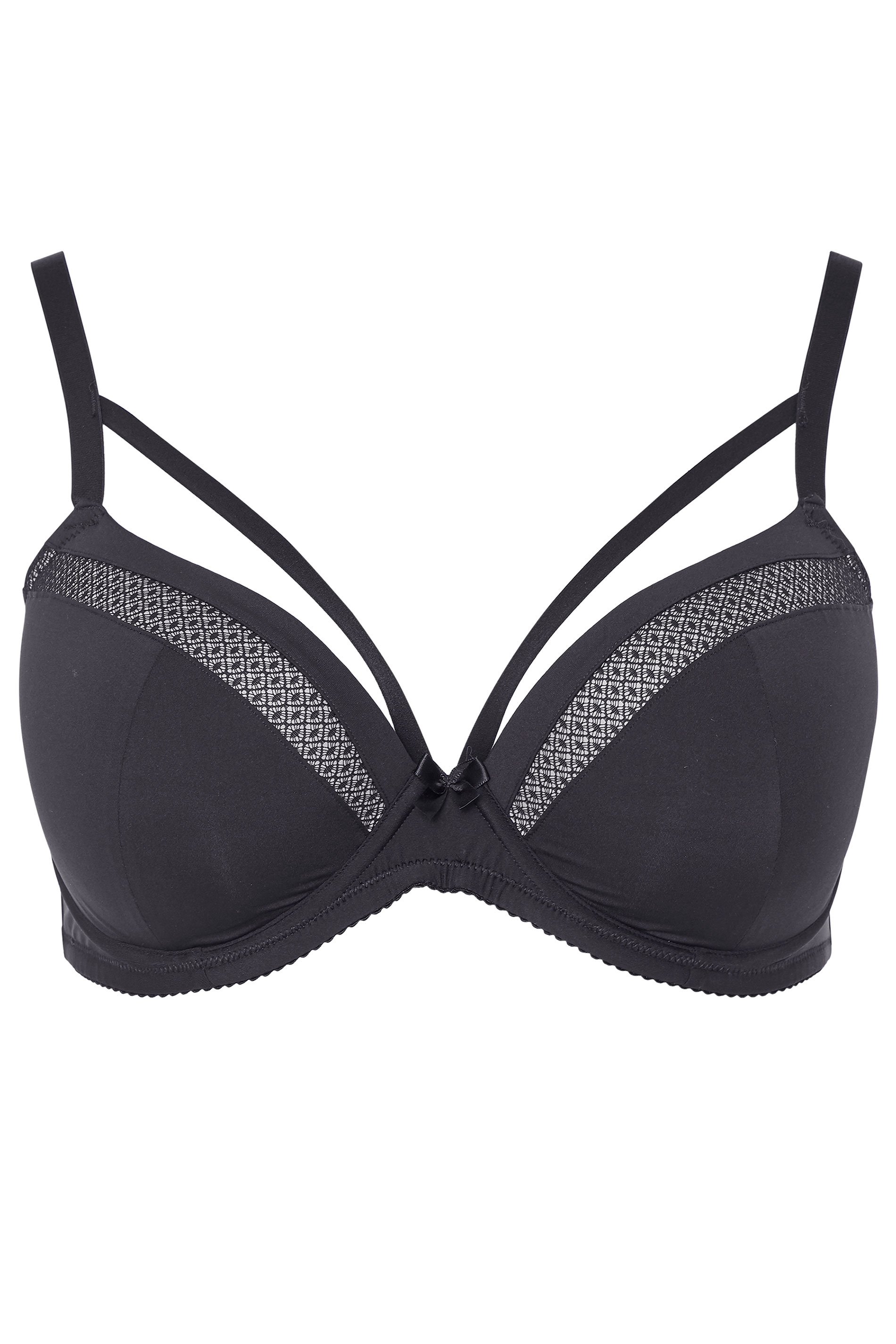 Black Lace Plunge Bra | Yours Clothing