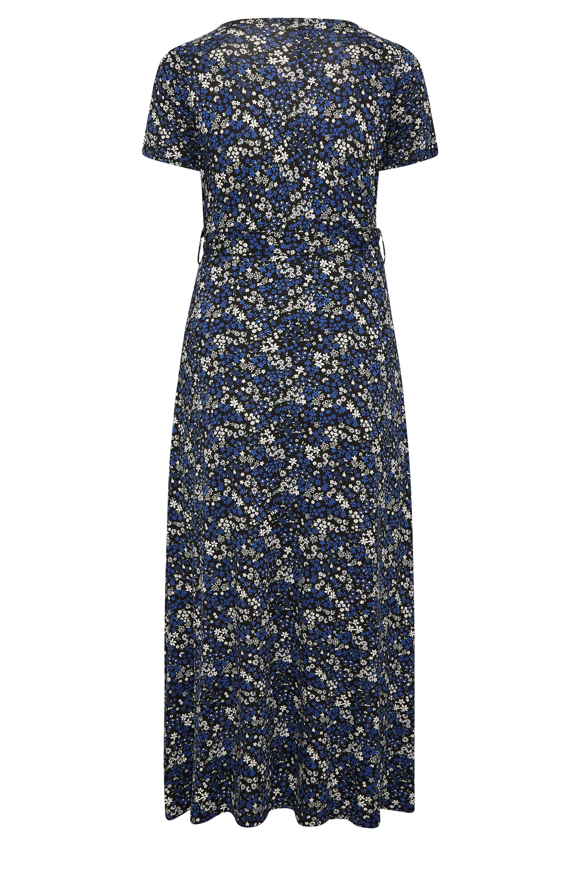 YOURS Plus Size Navy Blue Ditsy Print Wrap Front Tie Maxi Dress | Yours ...