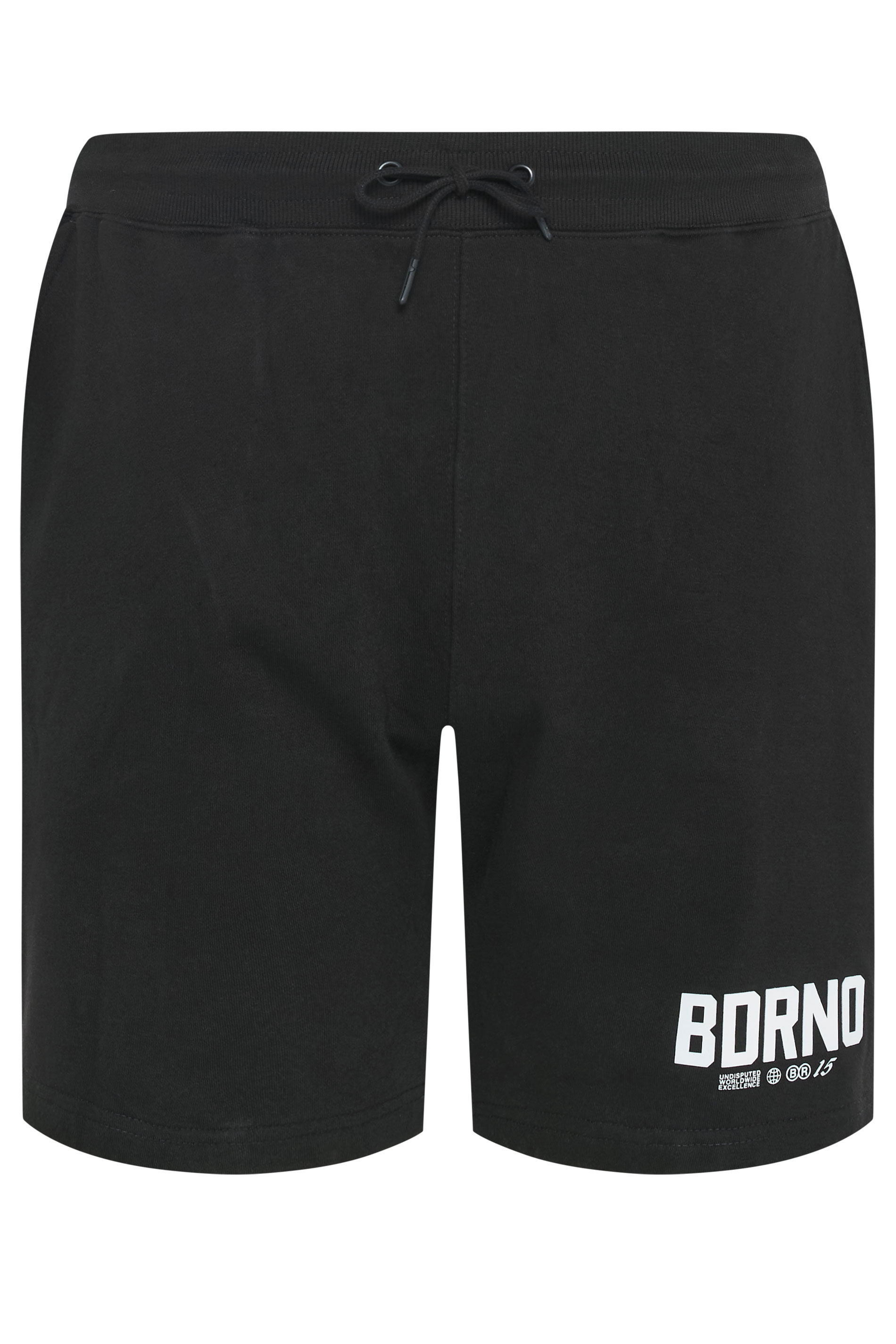 BDRNO Premium Big & Tall Black Logo Jogger Shorts | BadRhino 5