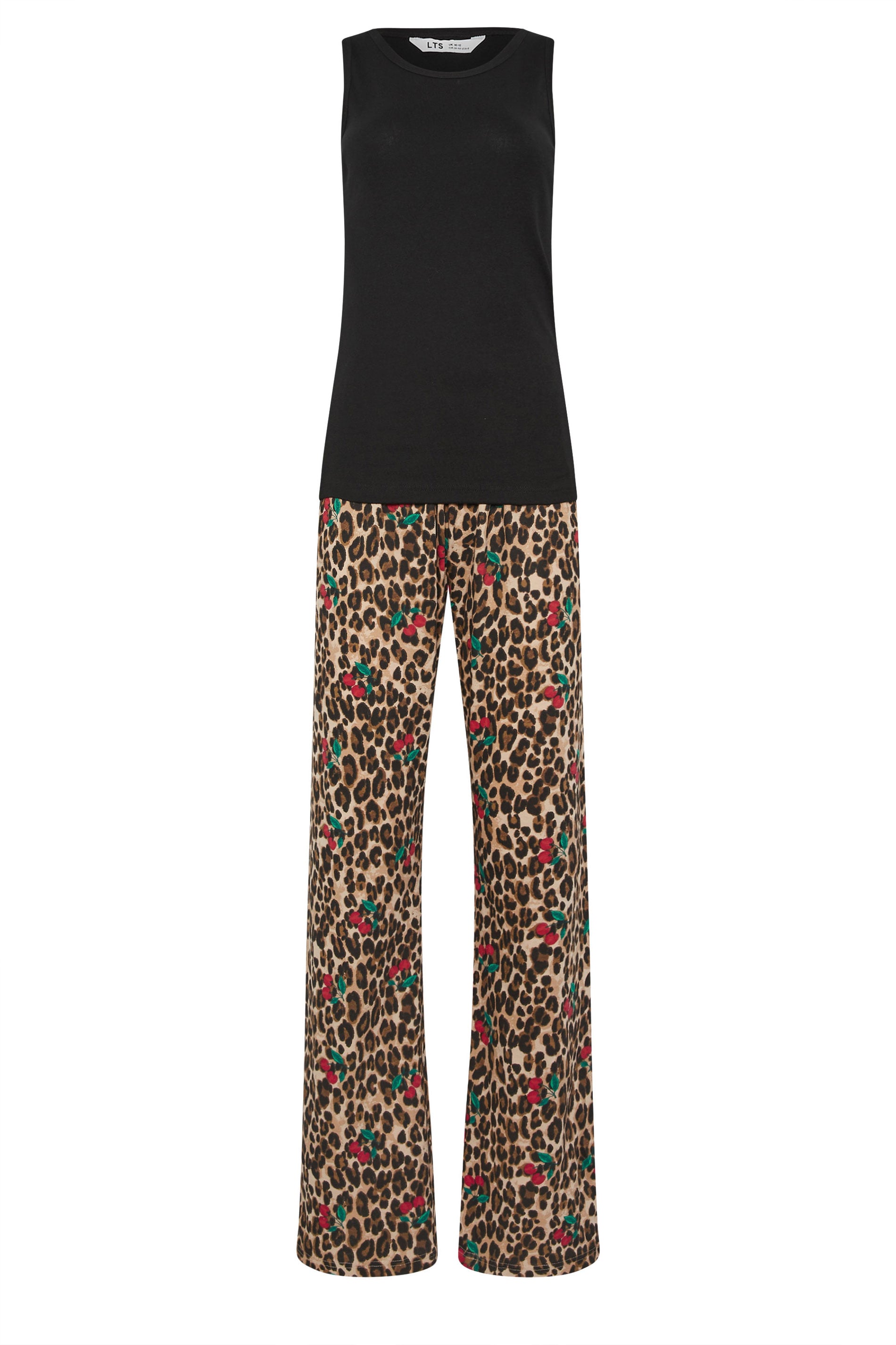 LTS Tall Women's Black Cherry & Leopard Cotton Pyjama Set | Long Tall Sally 5