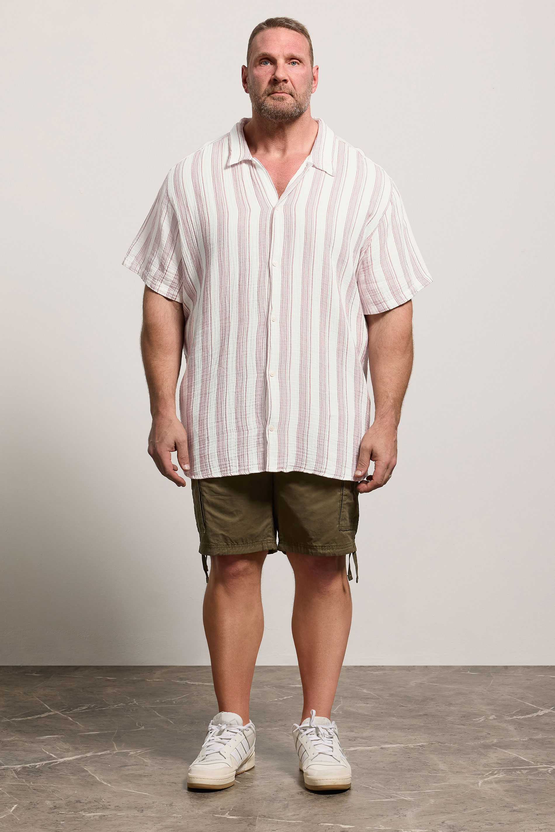 JACK & JONES Big & Tall Cabernet Red Striped Shirt | BadRhino 1