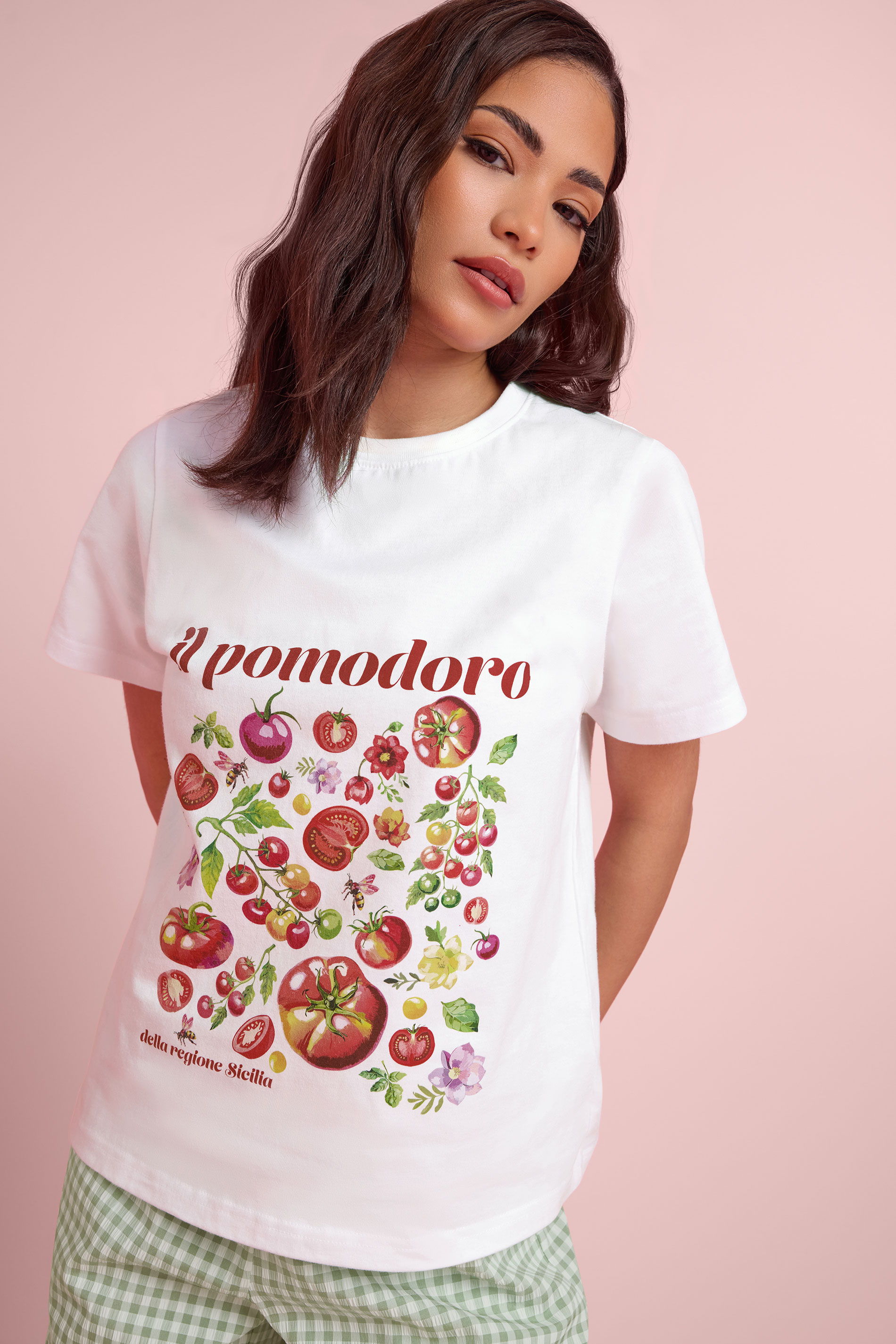 PixieGirl Petite Women's White Tomato Cotton Graphic T-Shirt | PixieGirl 3