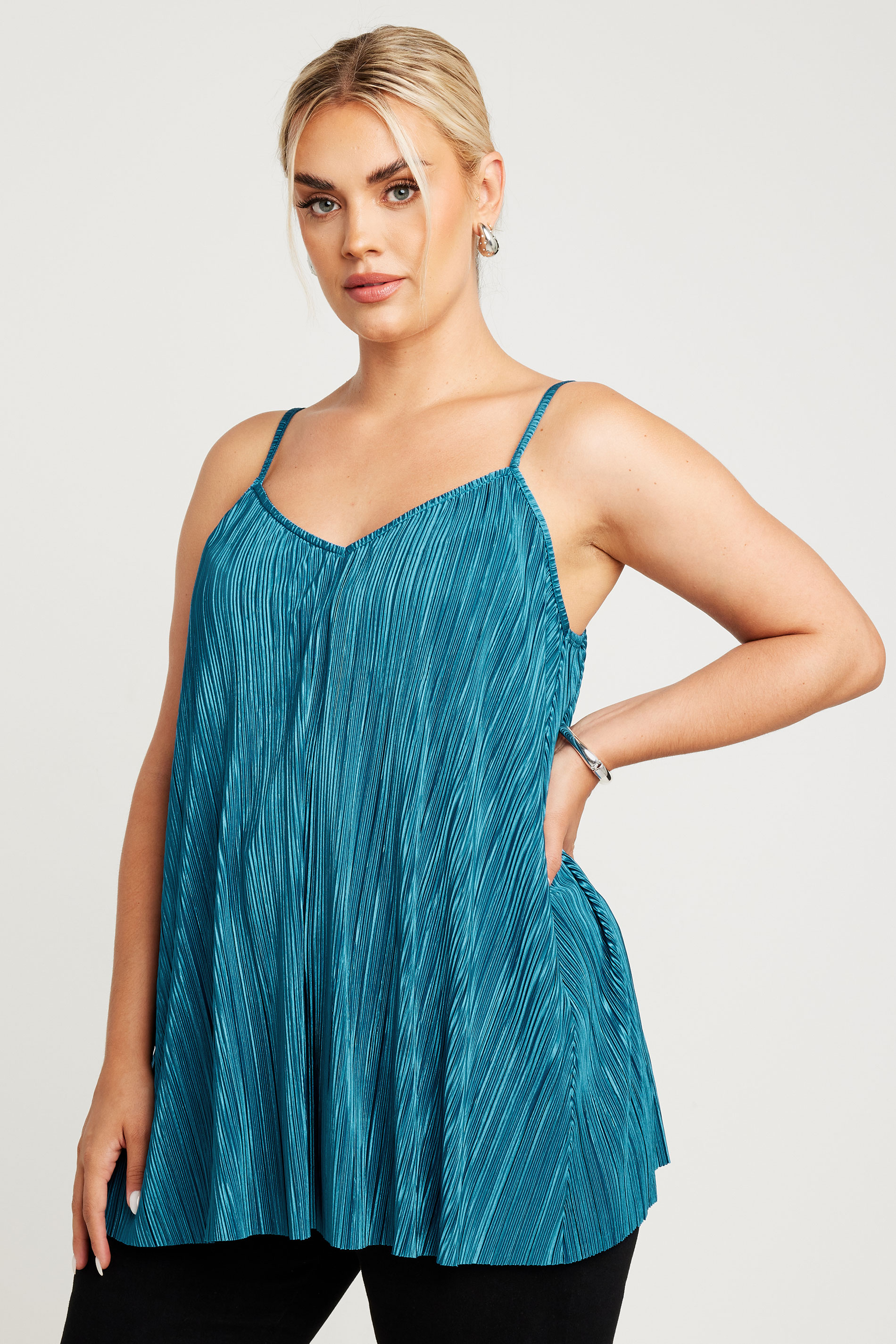 LIMITED COLLECTION Plus Size Blue Plisse Cami Top | Yours Clothing 1