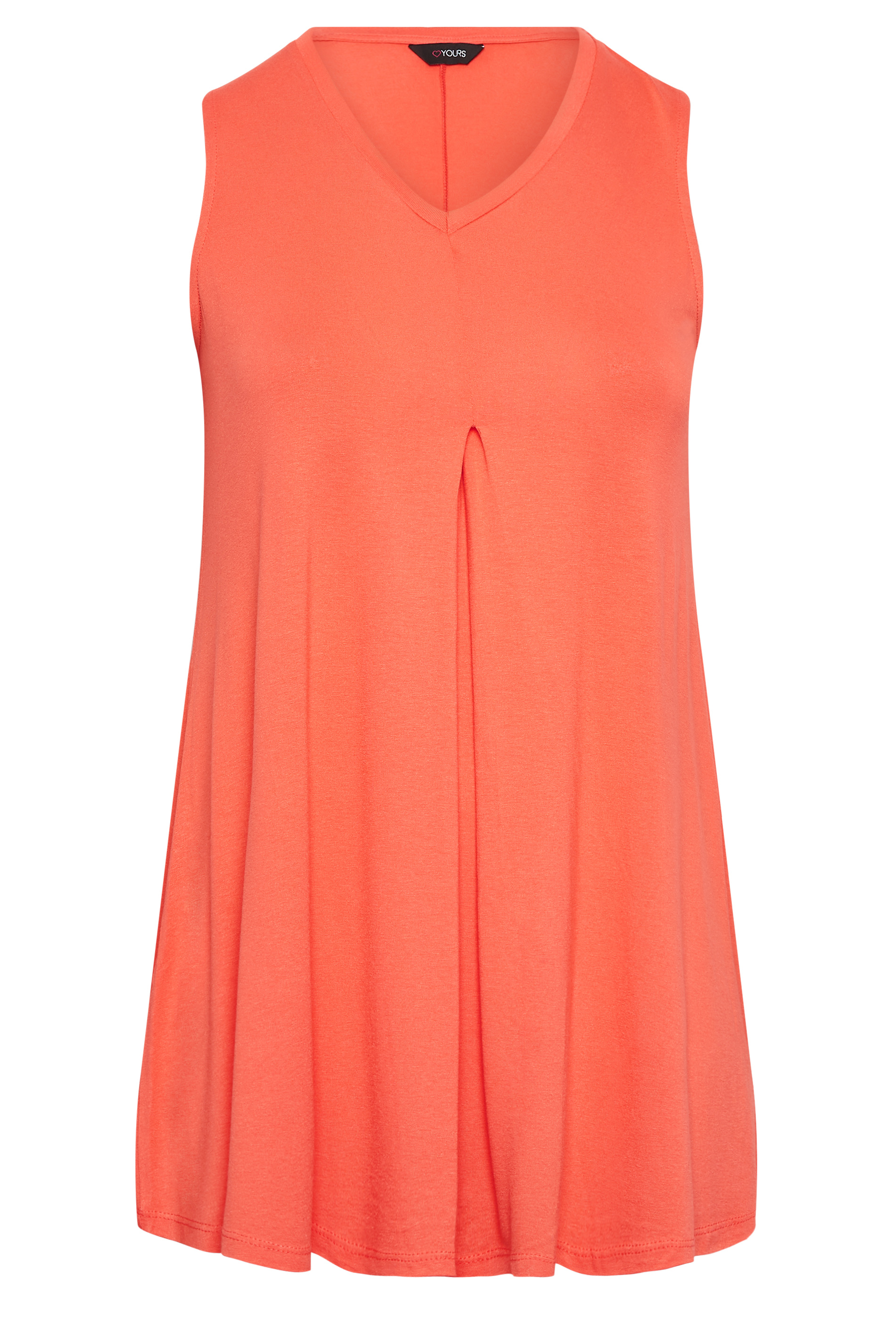 YOURS Curve Plus Size Orange Pleat Swing Vest Top | Yours Clothing
