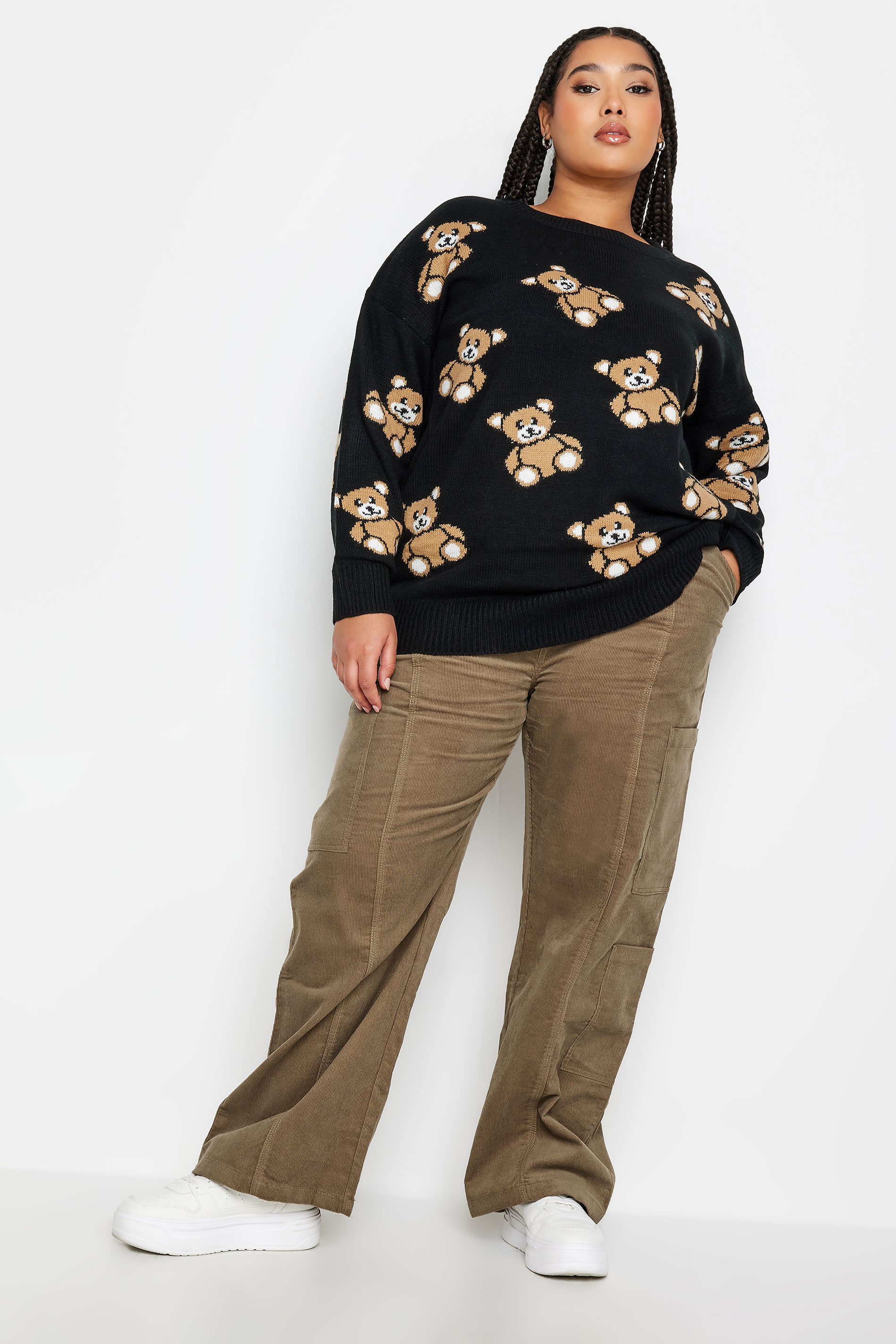 YOURS Plus Size Brown Cord Cargo Trousers | Yours Clothing 2