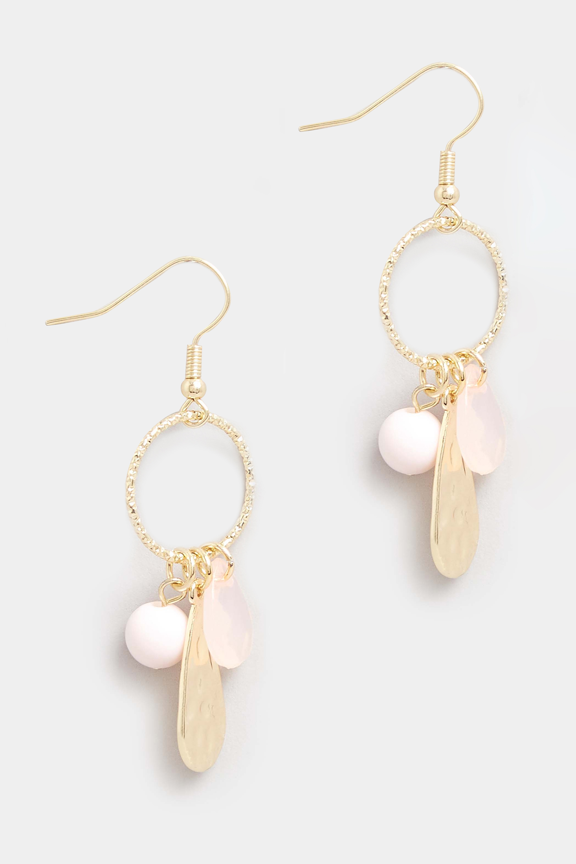 Gold Multi Bead Teardrop Earrings | Yours Clothing 2