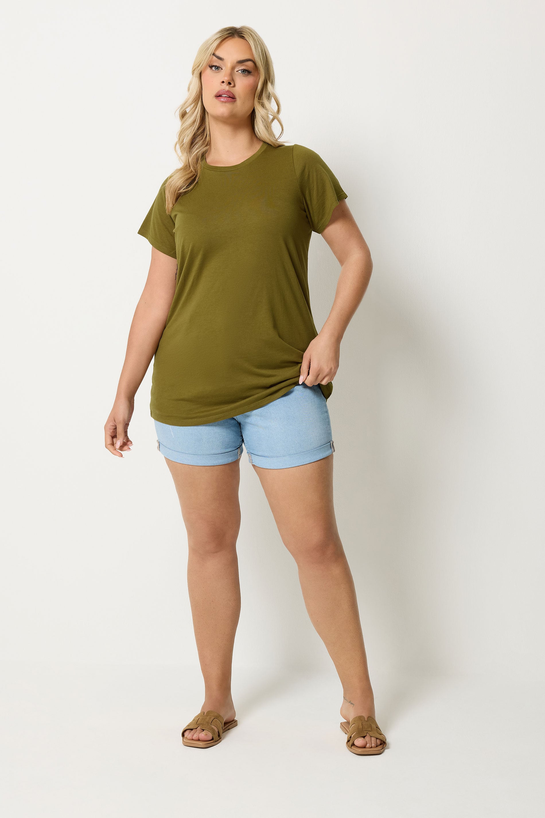 YOURS Plus Size Green Core Basic T-Shirt | Yours Clothing 1