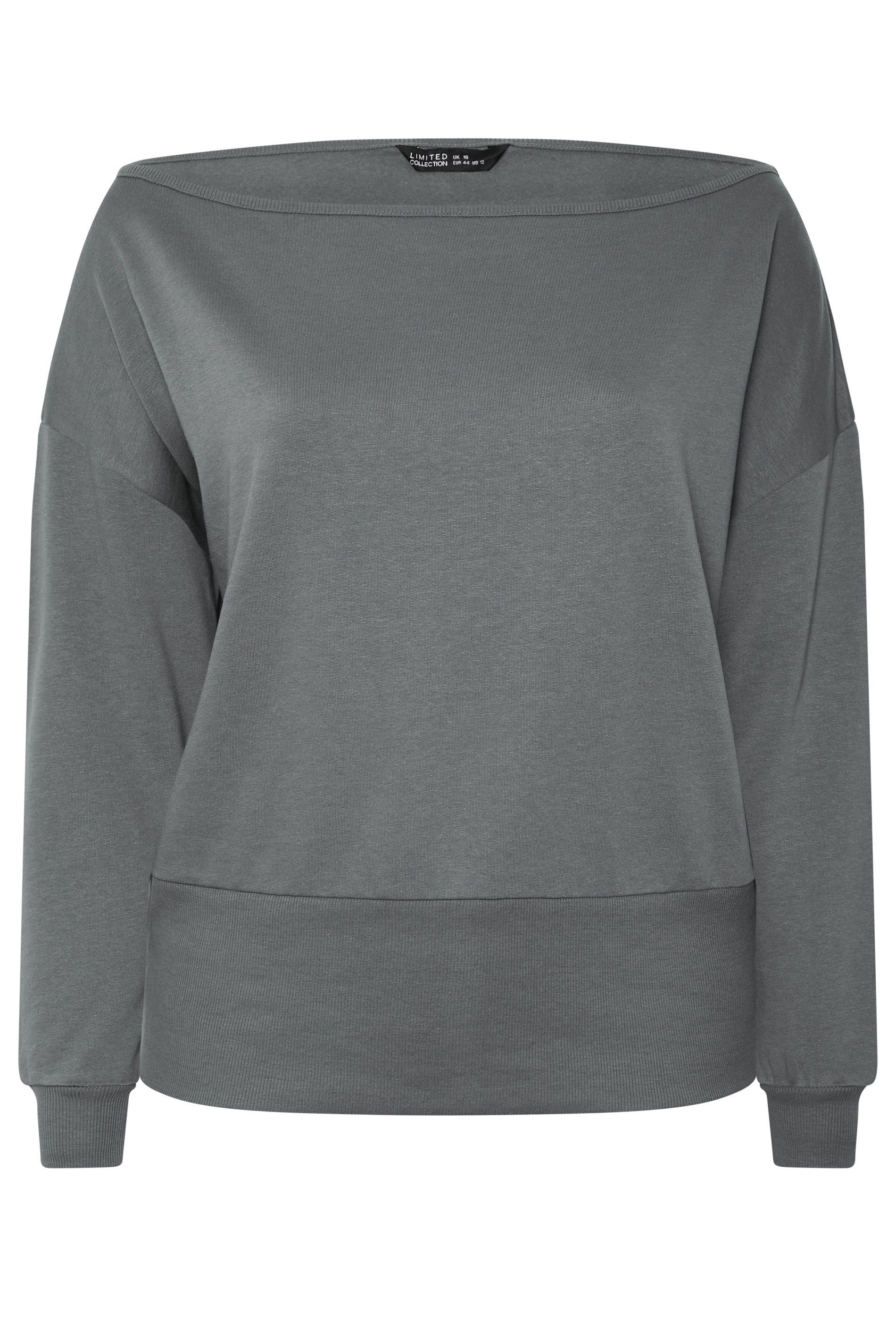 LIMITED COLLECTION Plus Size Grey Wide Neckline Sweatshirt | Yours Clothing 1