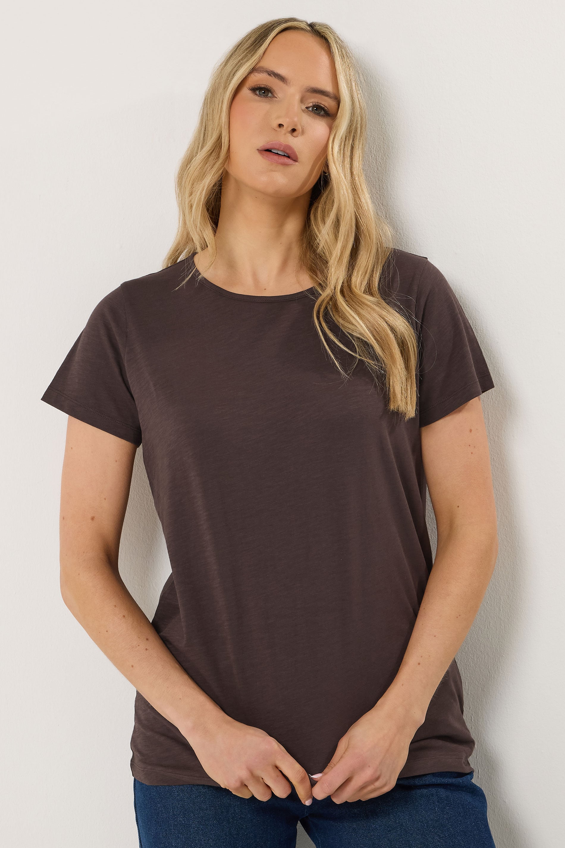 LTS Tall 3 PACK Women's Chocolate Brown & Light Blue Cotton V-Neck T-Shirts | Long Tall Sally 4
