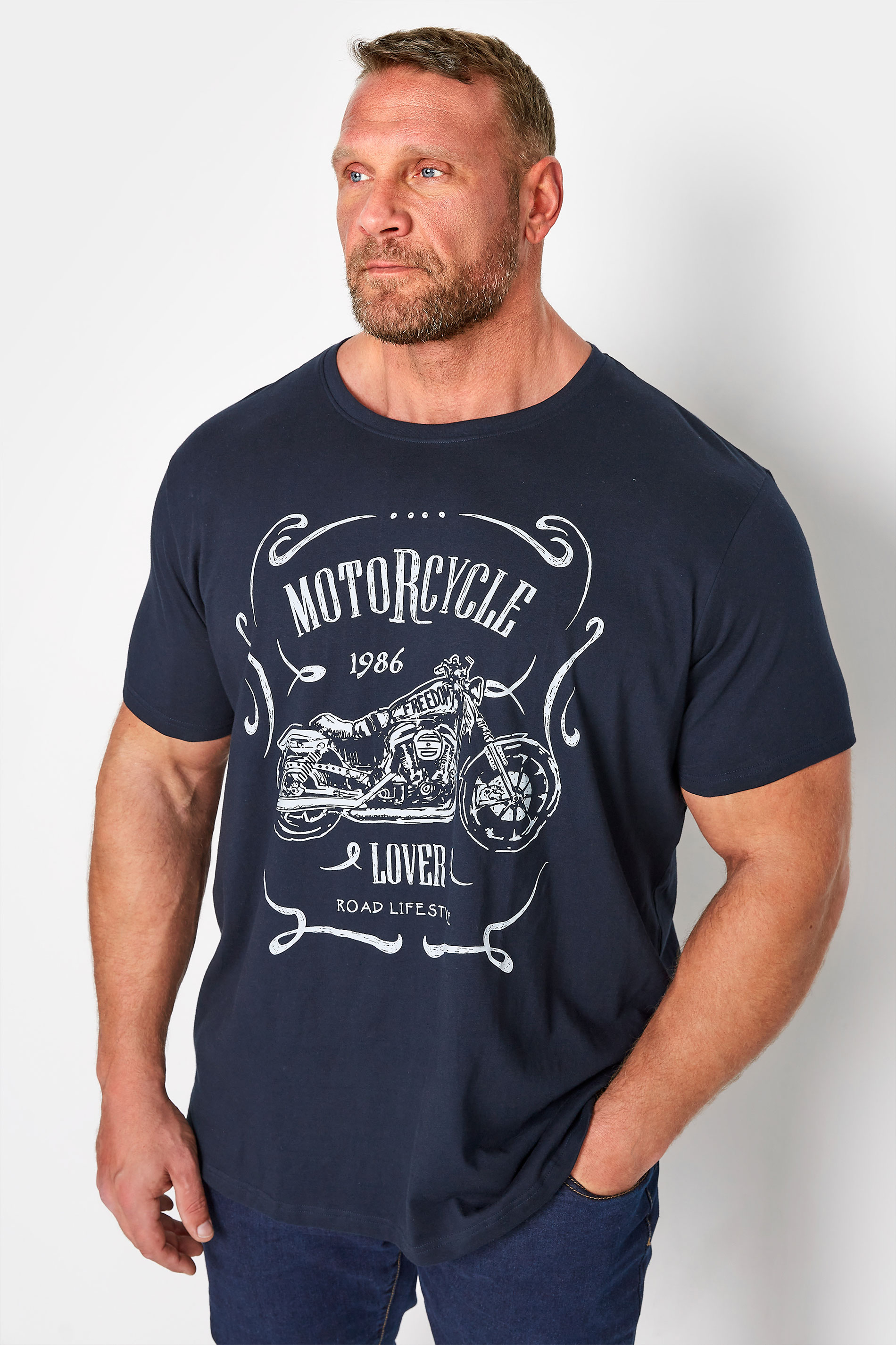 BadRhino Navy Blue 'Motorcycle Lover' T-Shirt | BadRhino 1