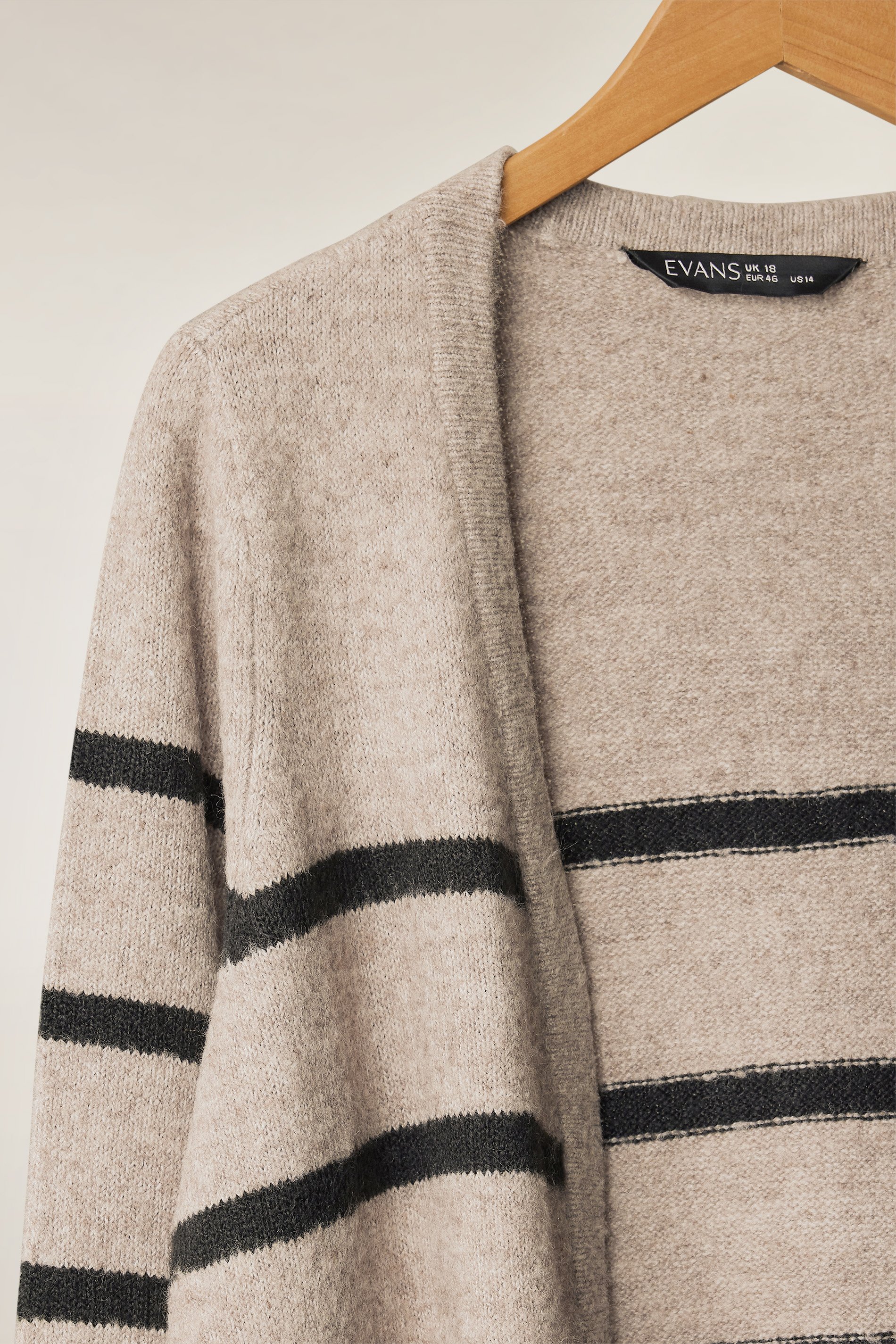 EVANS Plus Size Beige Brown Stripe Knitted Cardigan | Evans 7