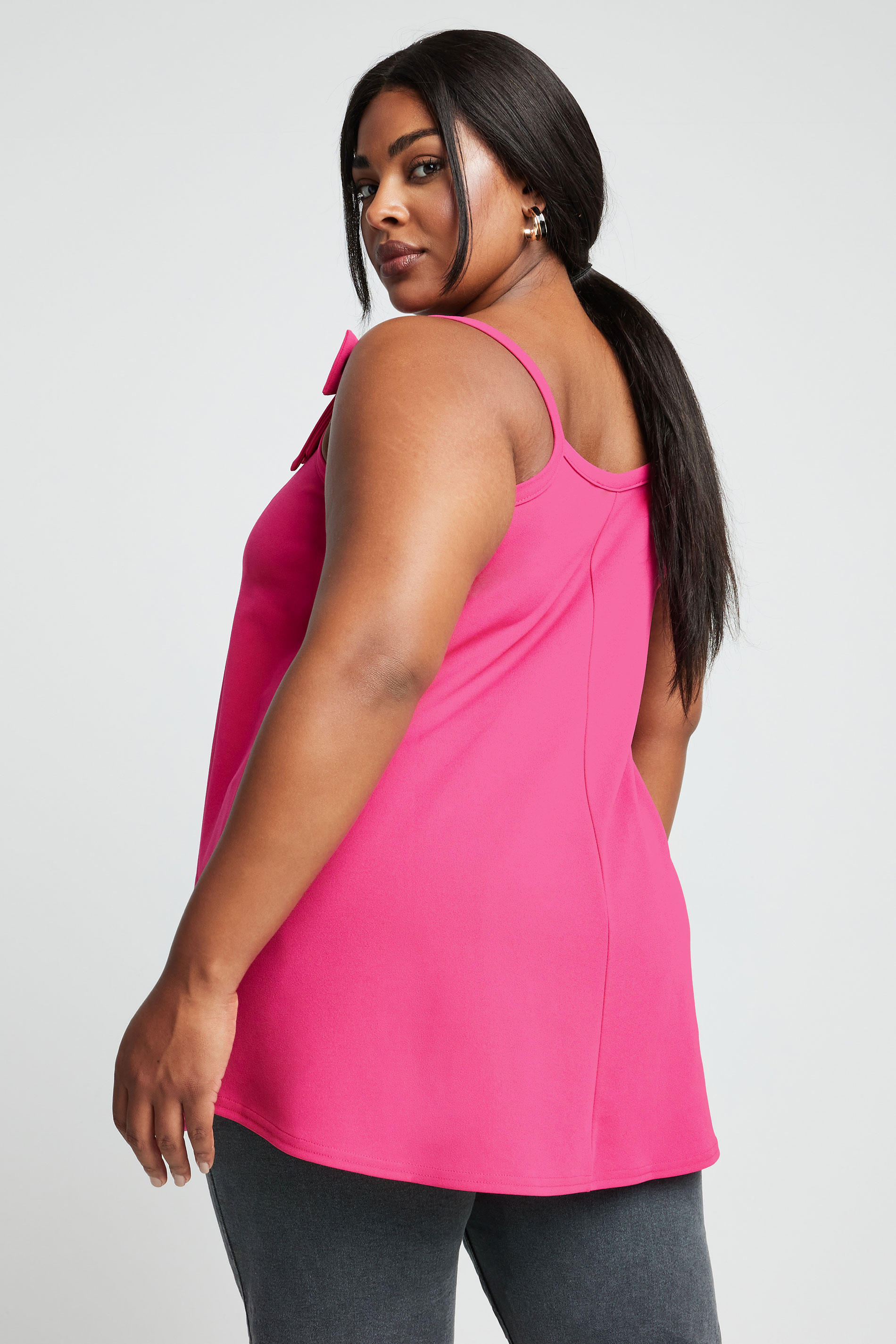 LIMITED COLLECTION Plus Size Pink Bow Detail Cami Top | Yours Clothing 3