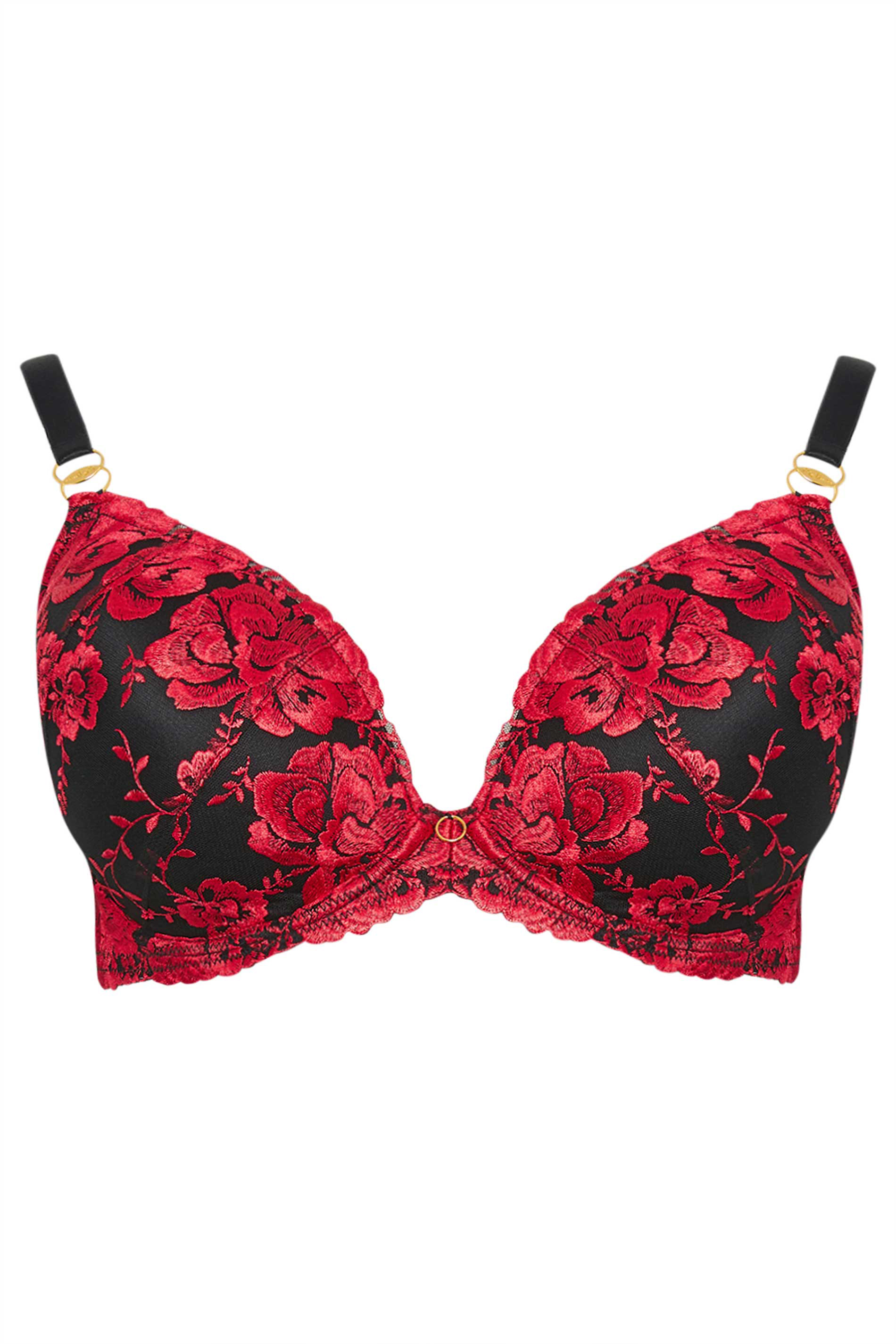 YOURS Plus Size Red Hallie Embroided Padded Bra