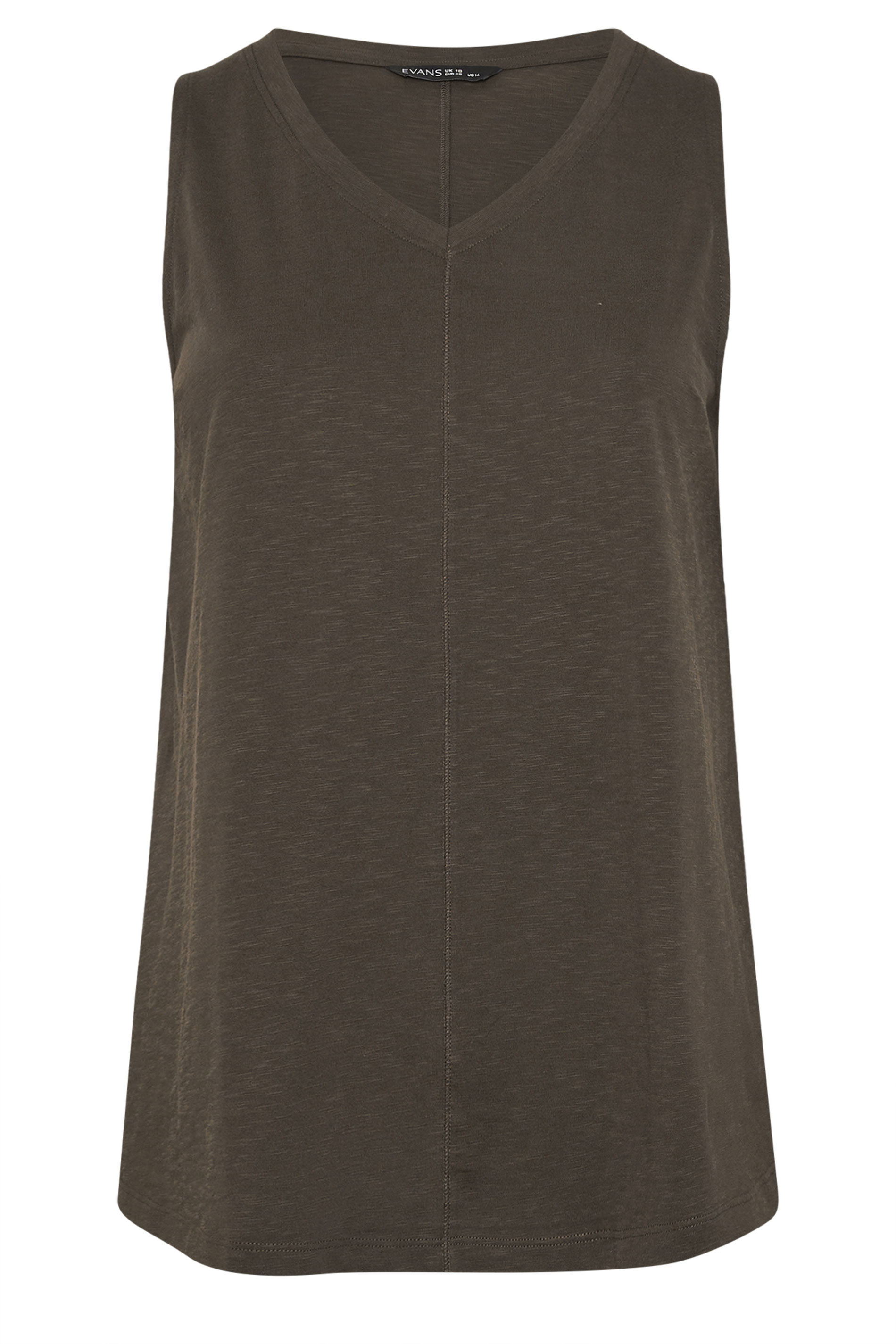 EVANS Plus Size 2 Pack Brown & Berry Red Cotton Vest Tops 9