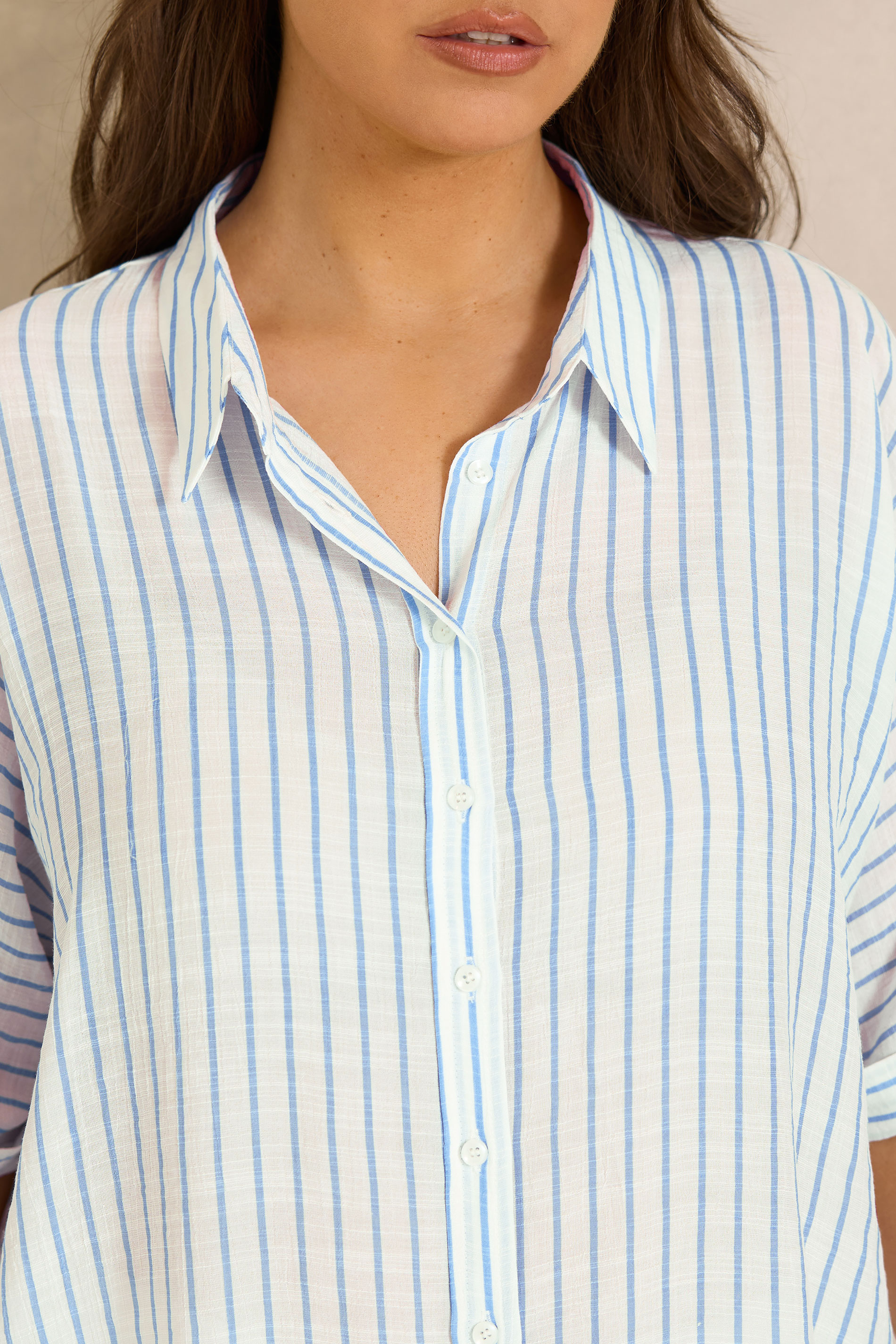 EVANS Curve Blue & White Stripe Shirt | Evans 4
