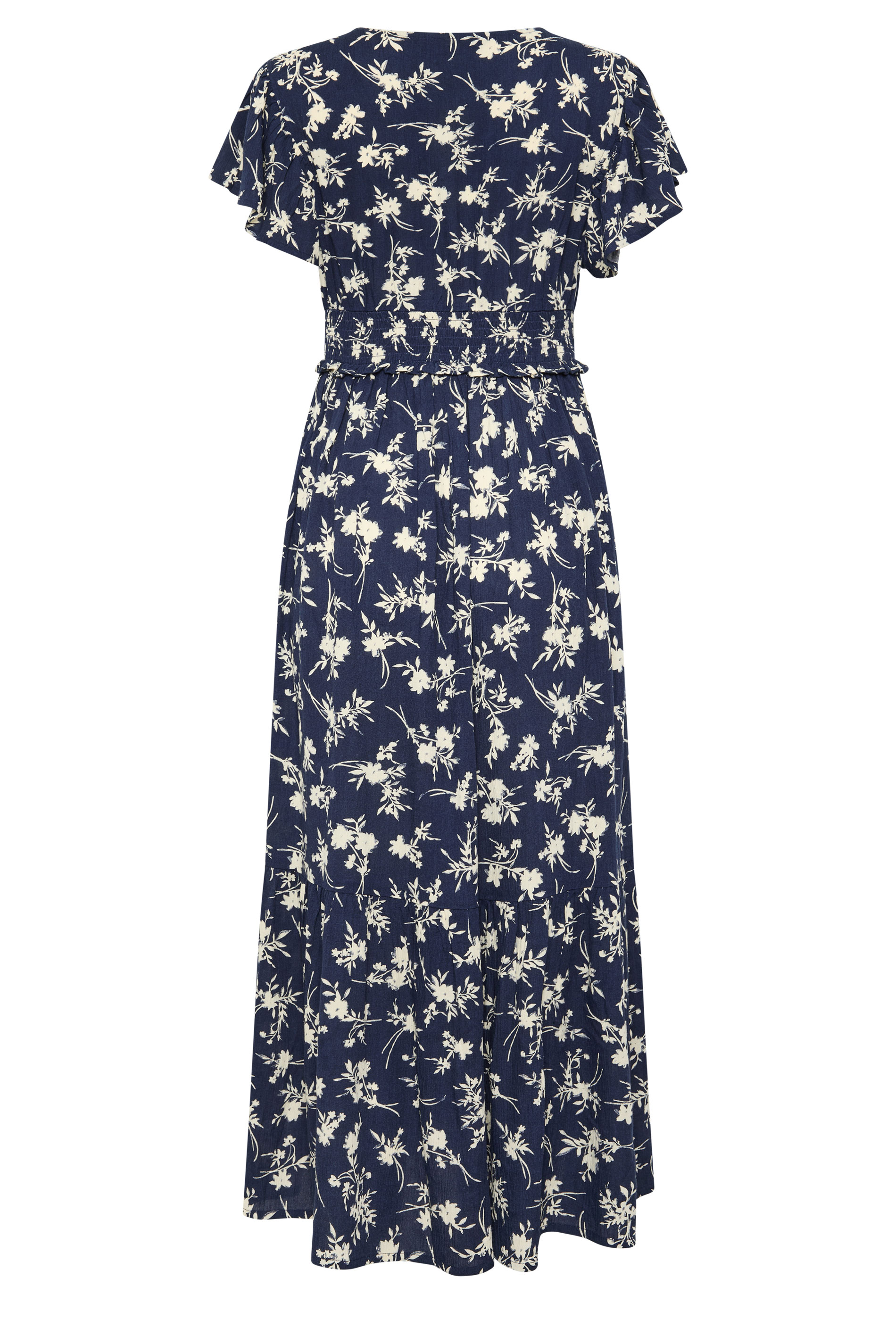 M&Co Navy Blue Floral Print Shirred Waist Maxi Dress | M&Co 6