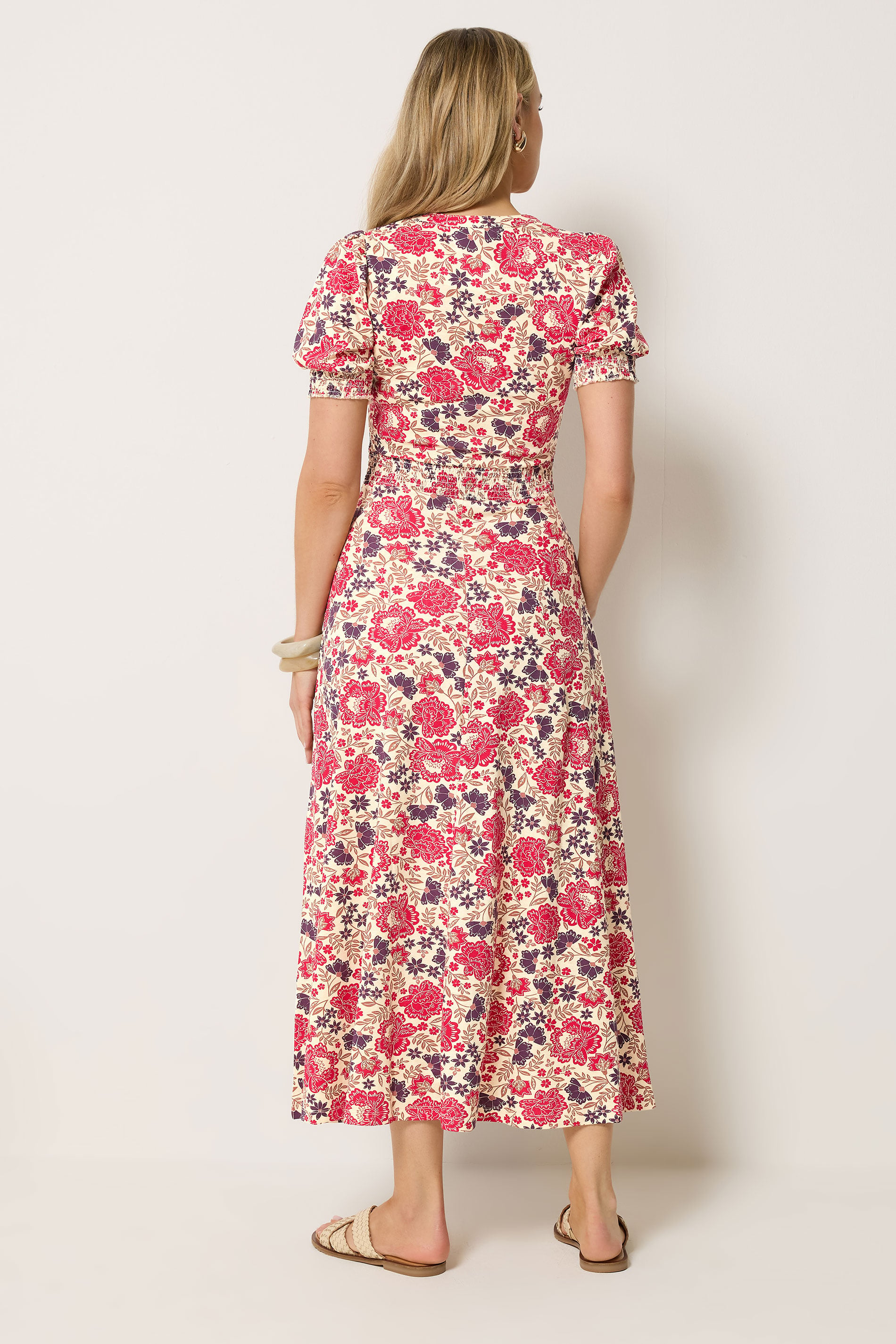 LTS Tall Women's Natural Brown & Pink Floral Cotton Maxi Dress | Long Tall Sally 2