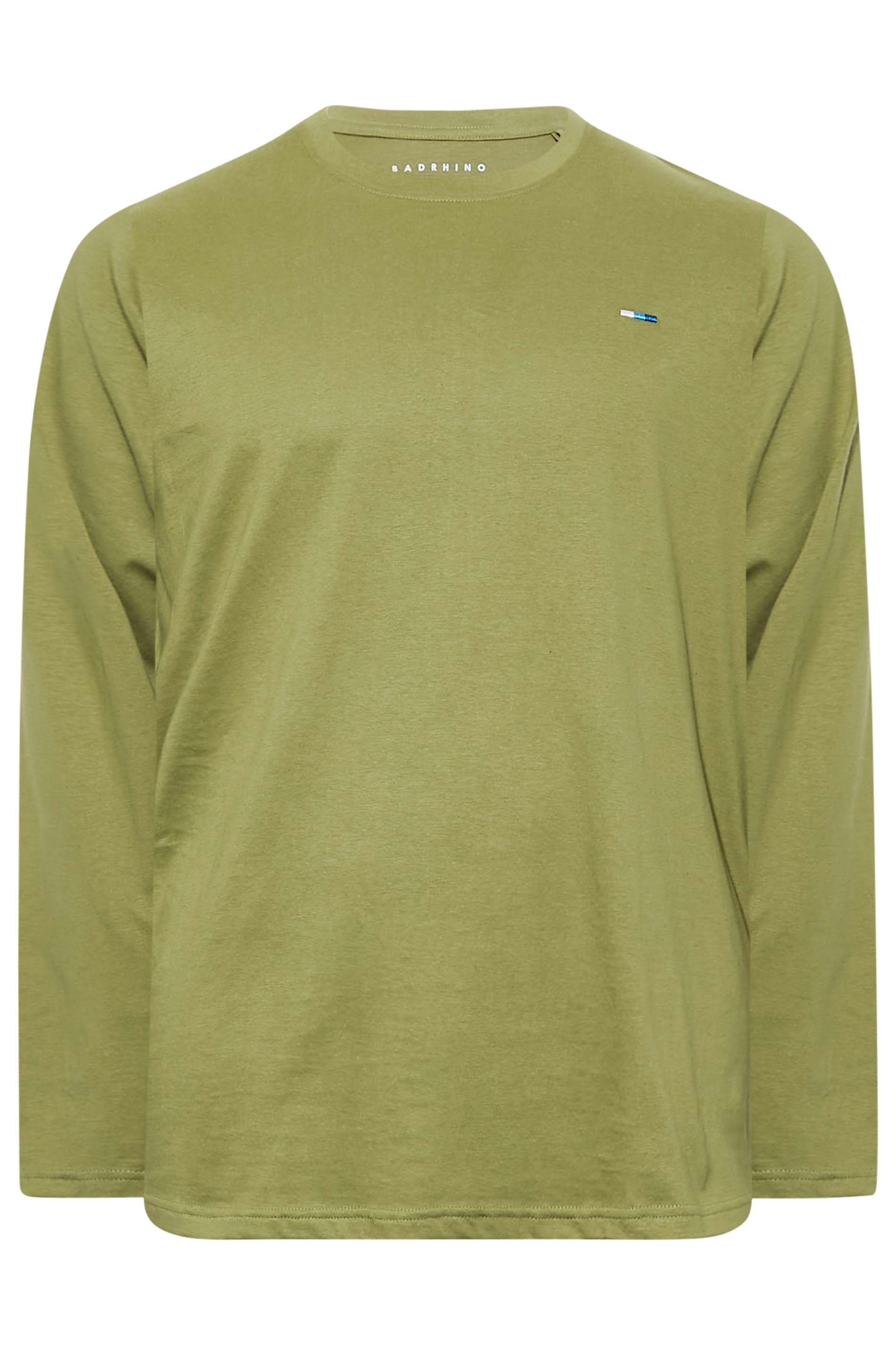Big & Tall Sage Green Long Sleeve Plain T-shirt | BadRhino 3