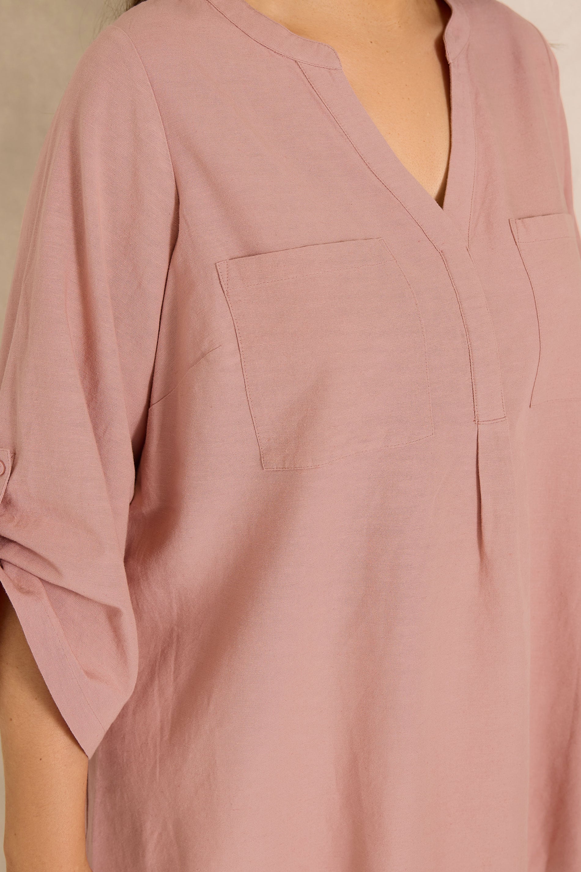 EVANS Plus Size Pink Utility Cotton Shirt | Evans 4