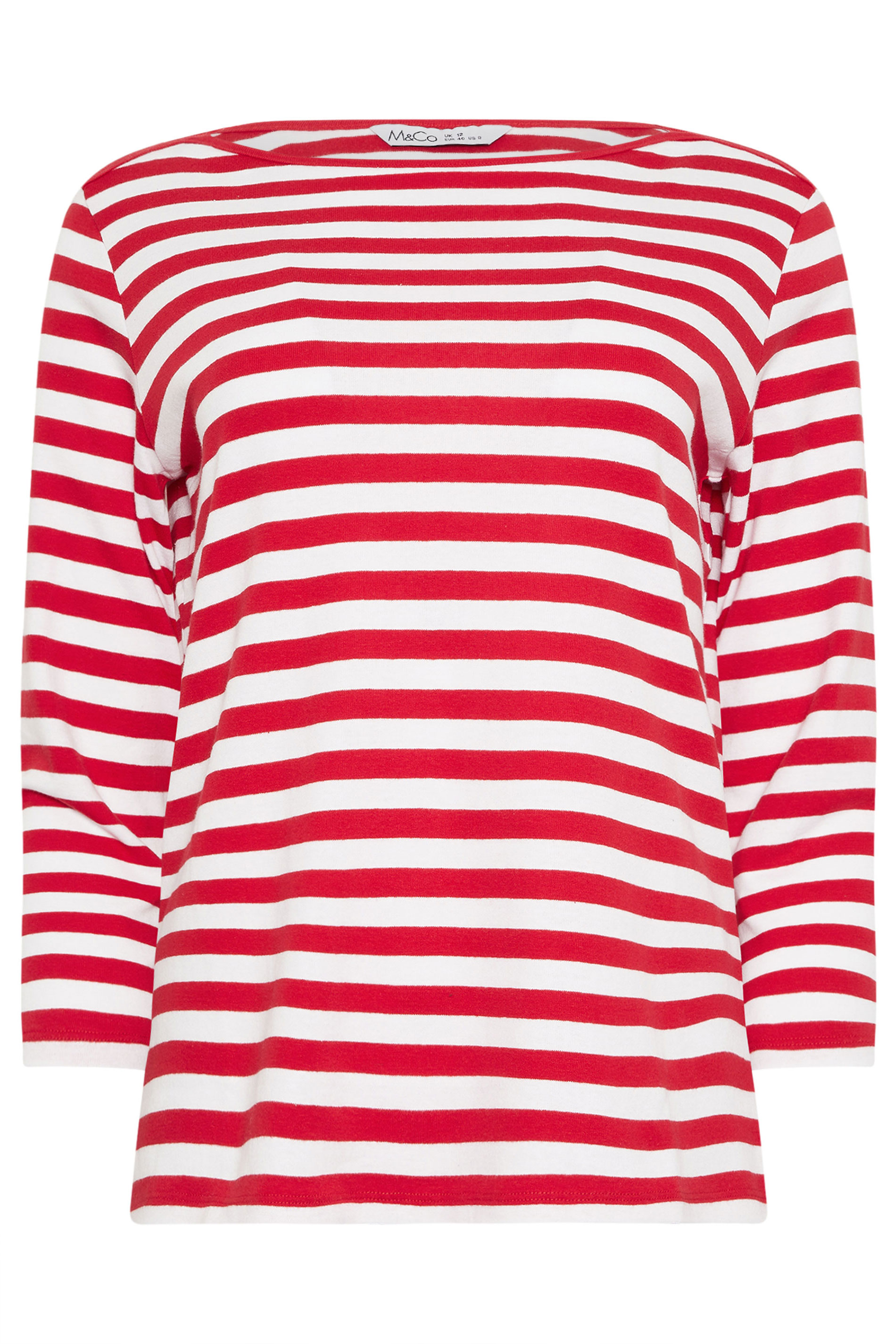 M&Co 2 PACK Red & Blue Stripe Slash Neck Tops | M&Co 8