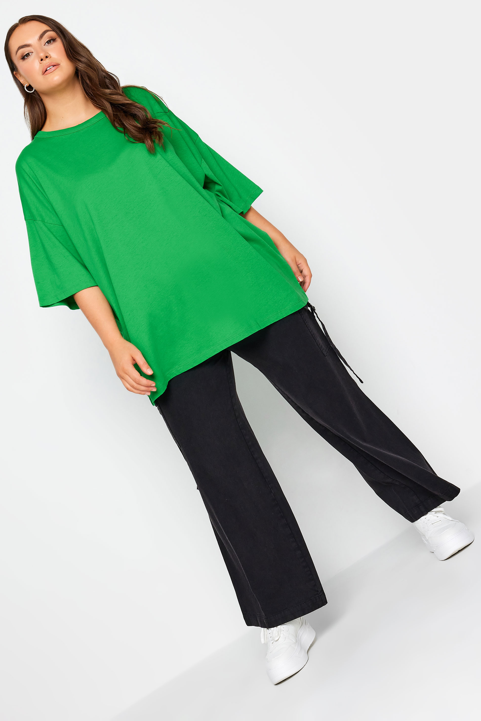 YOURS Plus Size Apple Green Oversized Boxy T-Shirt | Yours Clothing 2