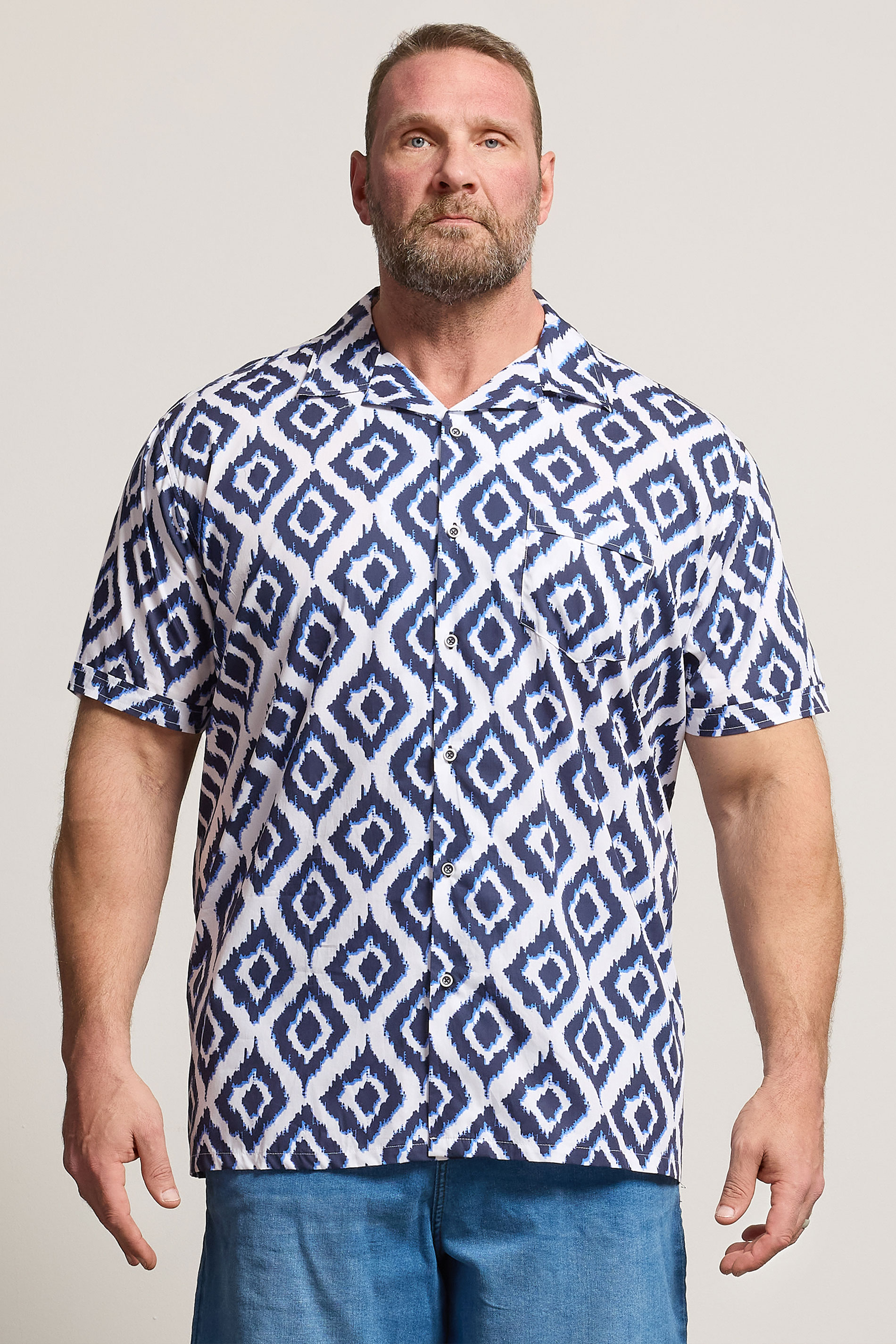 KAM Big & Tall Navy Blue Hawaiian Print Shirt | BadRhino 3