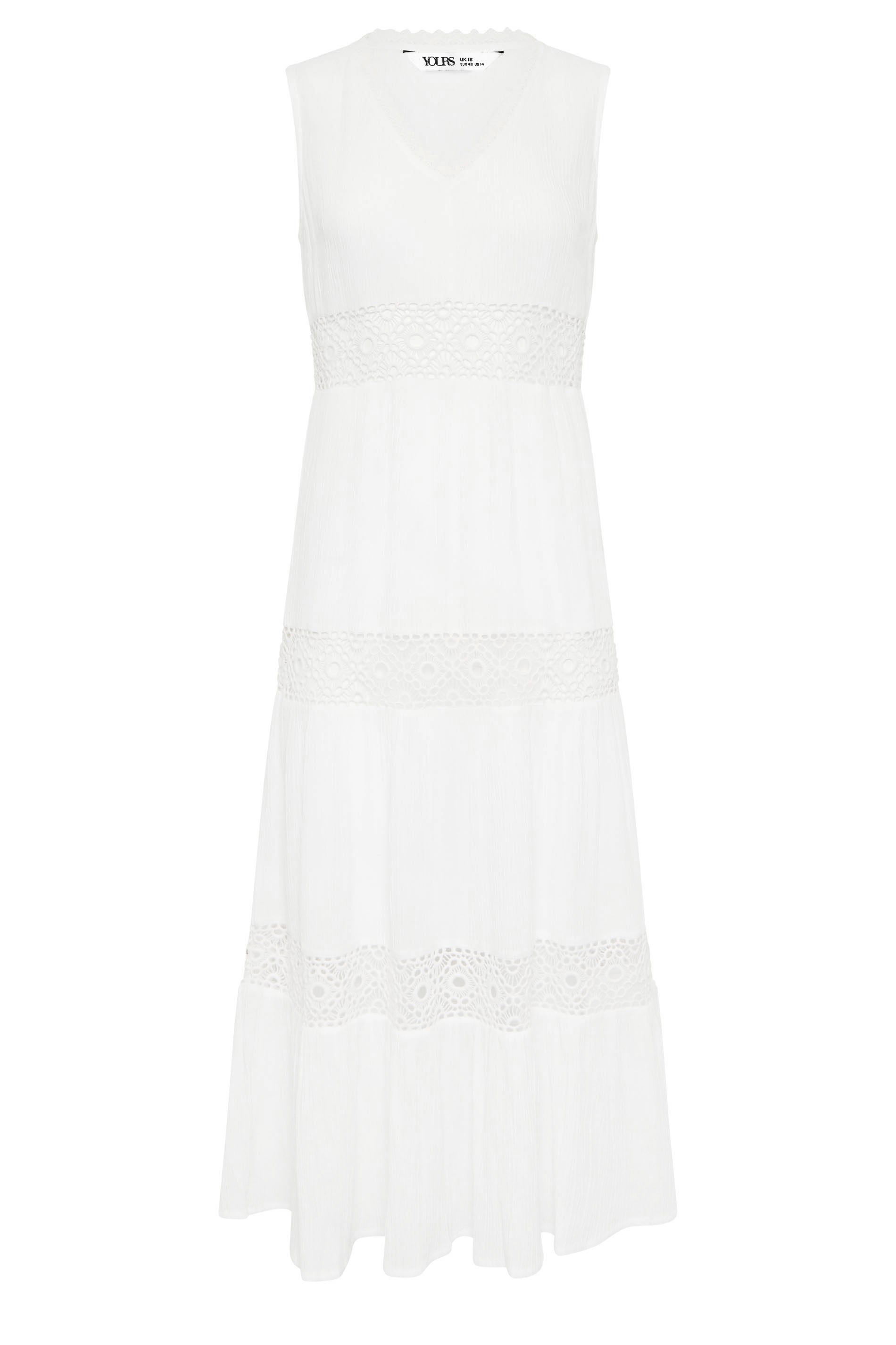 YOURS PETITE Plus Size White Crochet Trim Maxi Dress | PixieGirl ...