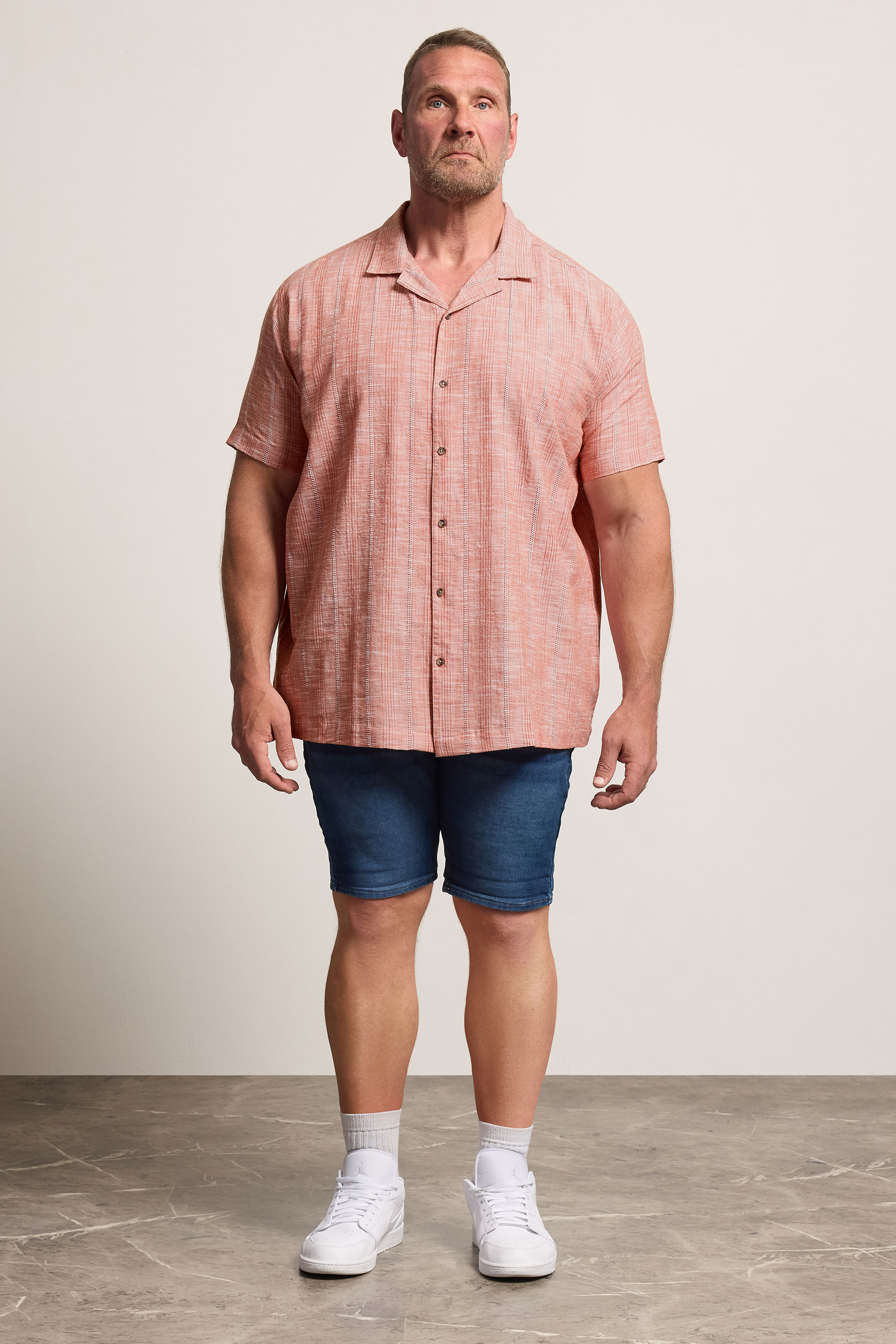 BadRhino Big & Tall Coral Pink Textured Stripe Shirt | BadRhino 2