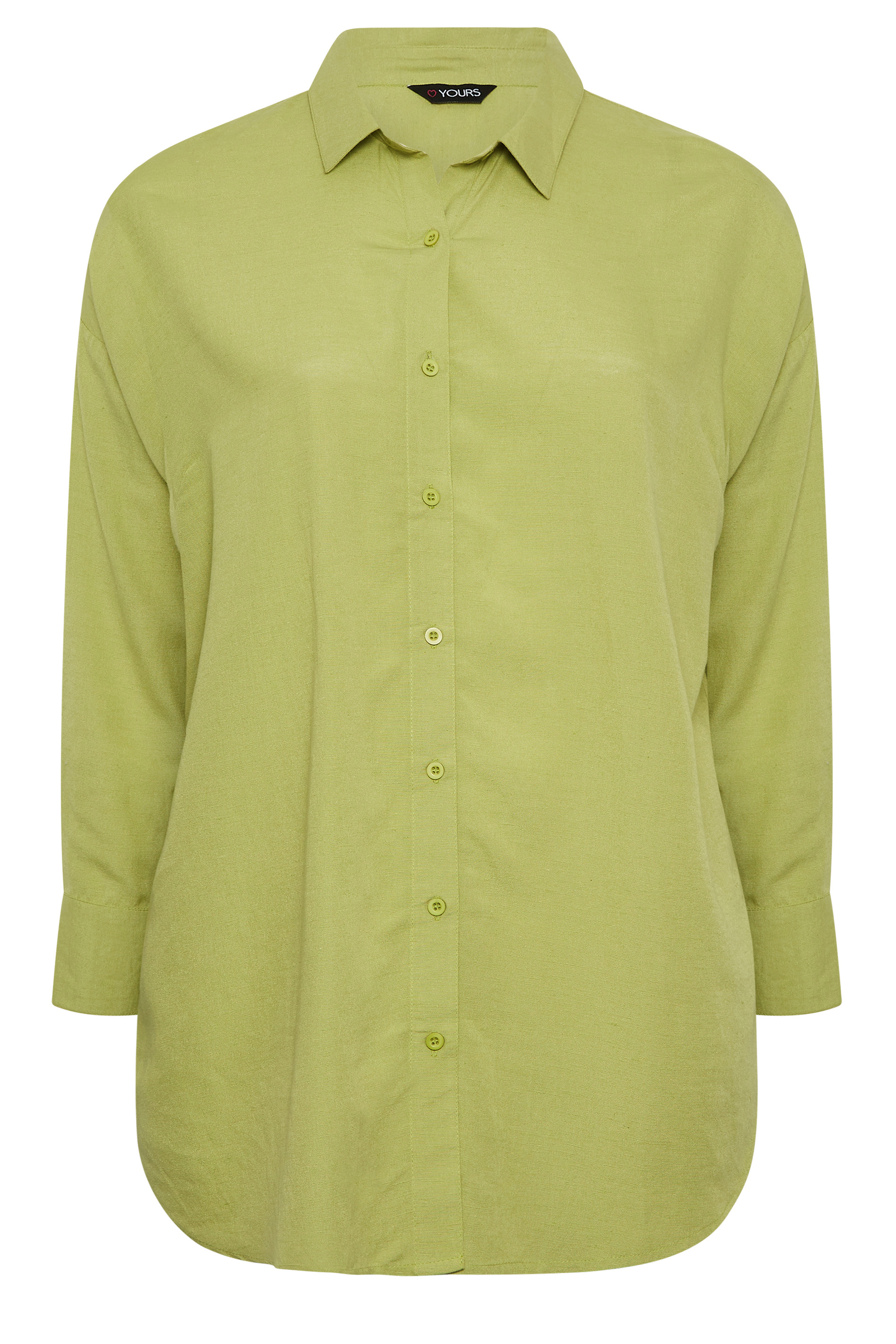 YOURS Plus Size Green Linen Blend Shirt | Yours Clothing