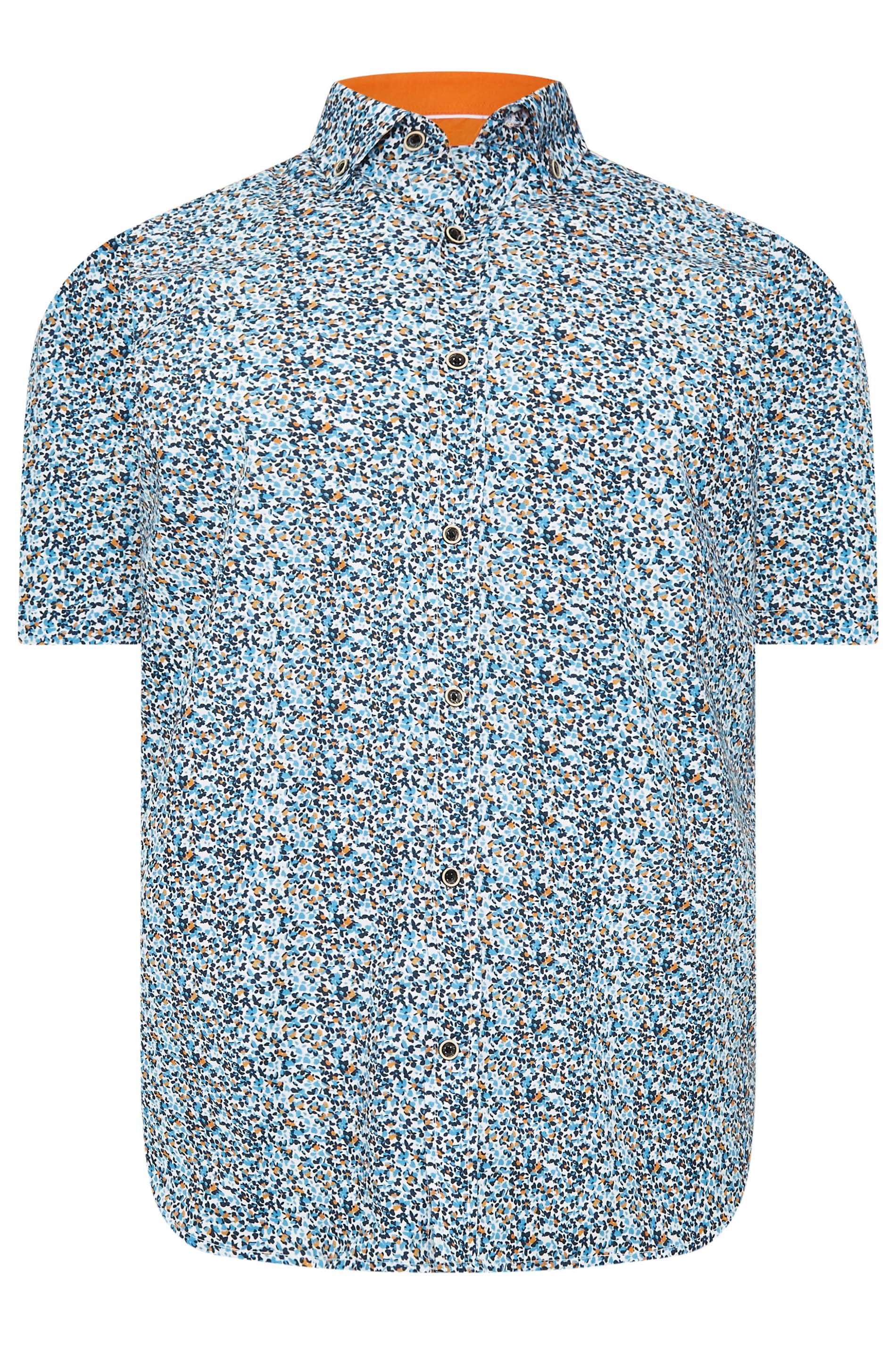 KAM Big & Tall Blue Floral Print Short Sleeve Shirt  | BadRhino 3