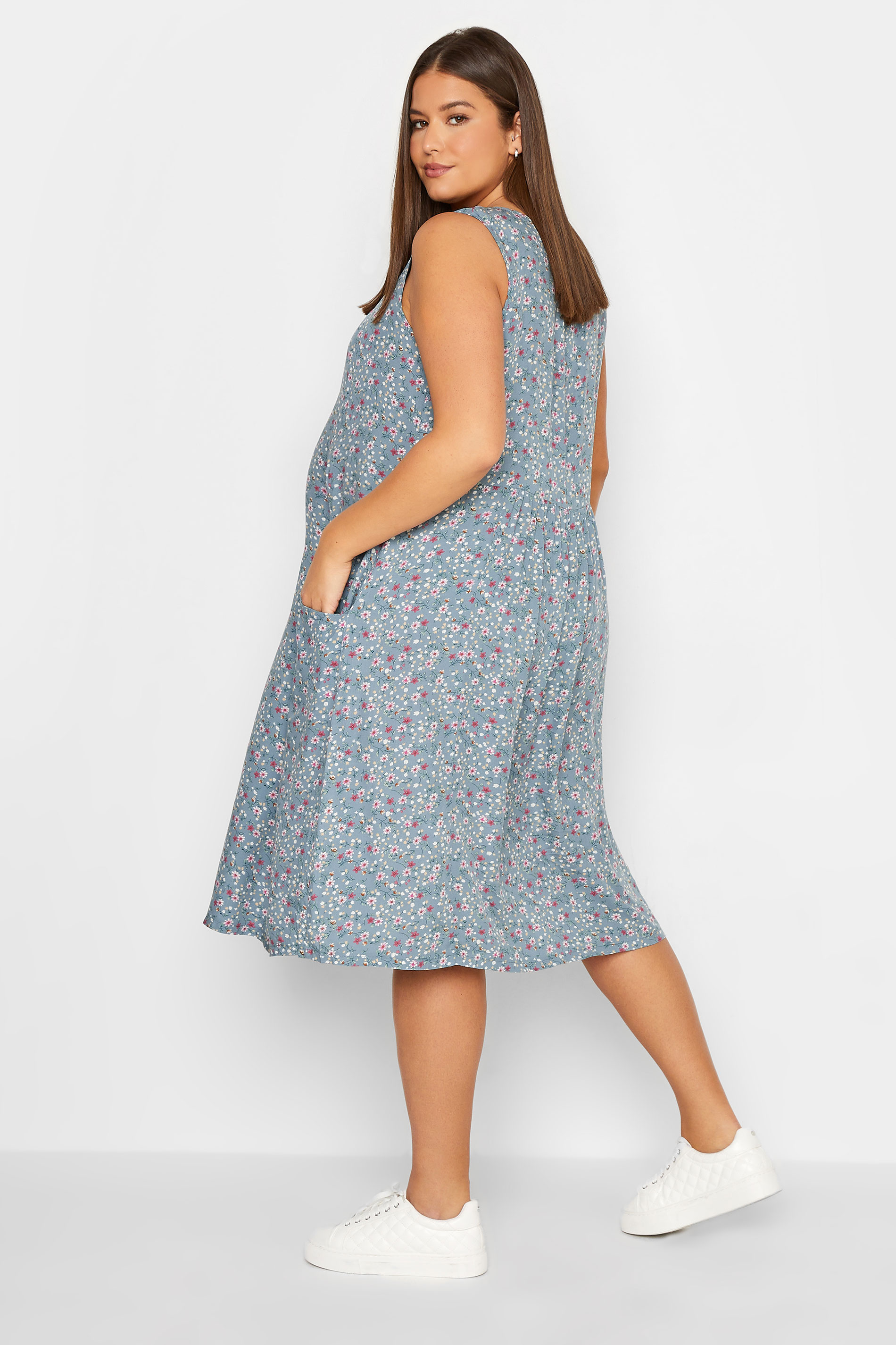 LTS Maternity Blue Floral Sleeveless Dress | Long Tall Sally 3