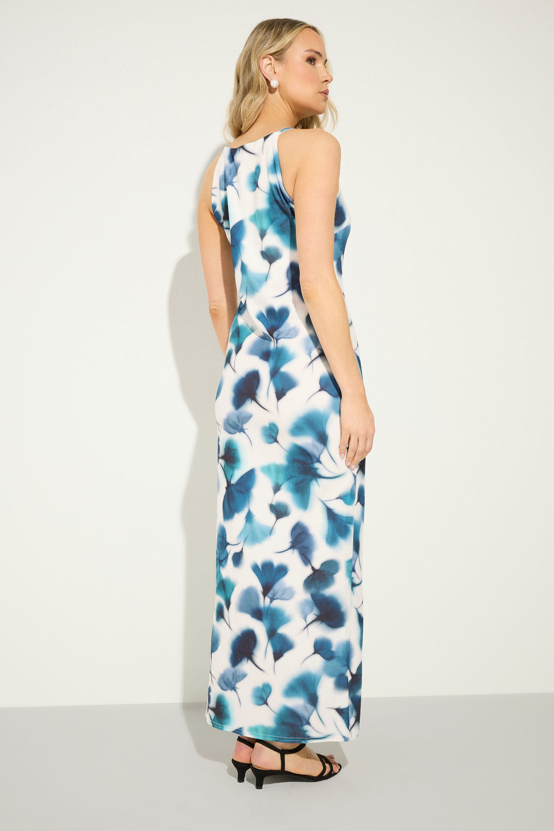 LTS Tall Women's Navy Blue Floral High Neck Midi Dress | Long Tall Sally  2