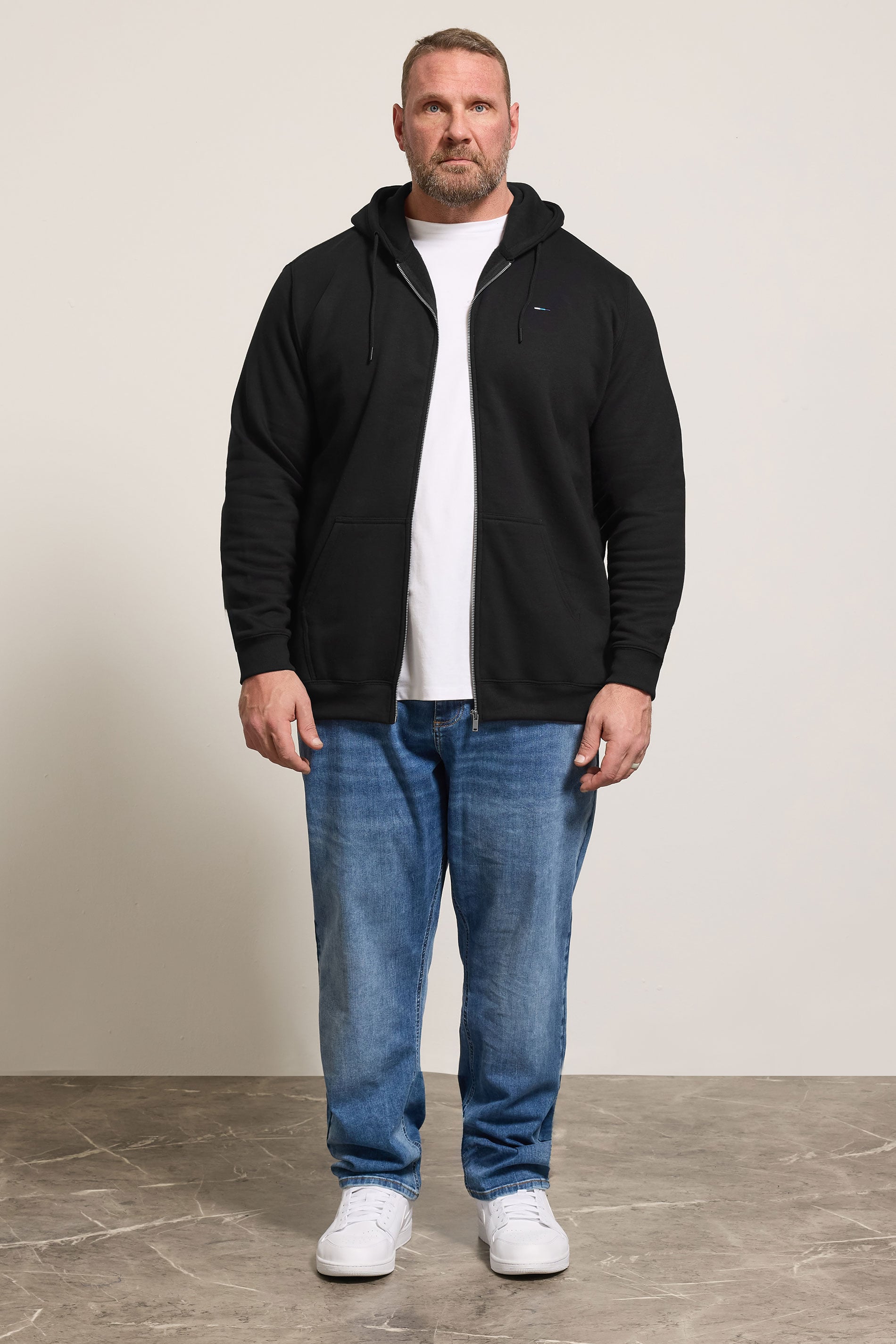 BadRhino Big & Tall Black Zip Through Hoodie | BadRhino 1