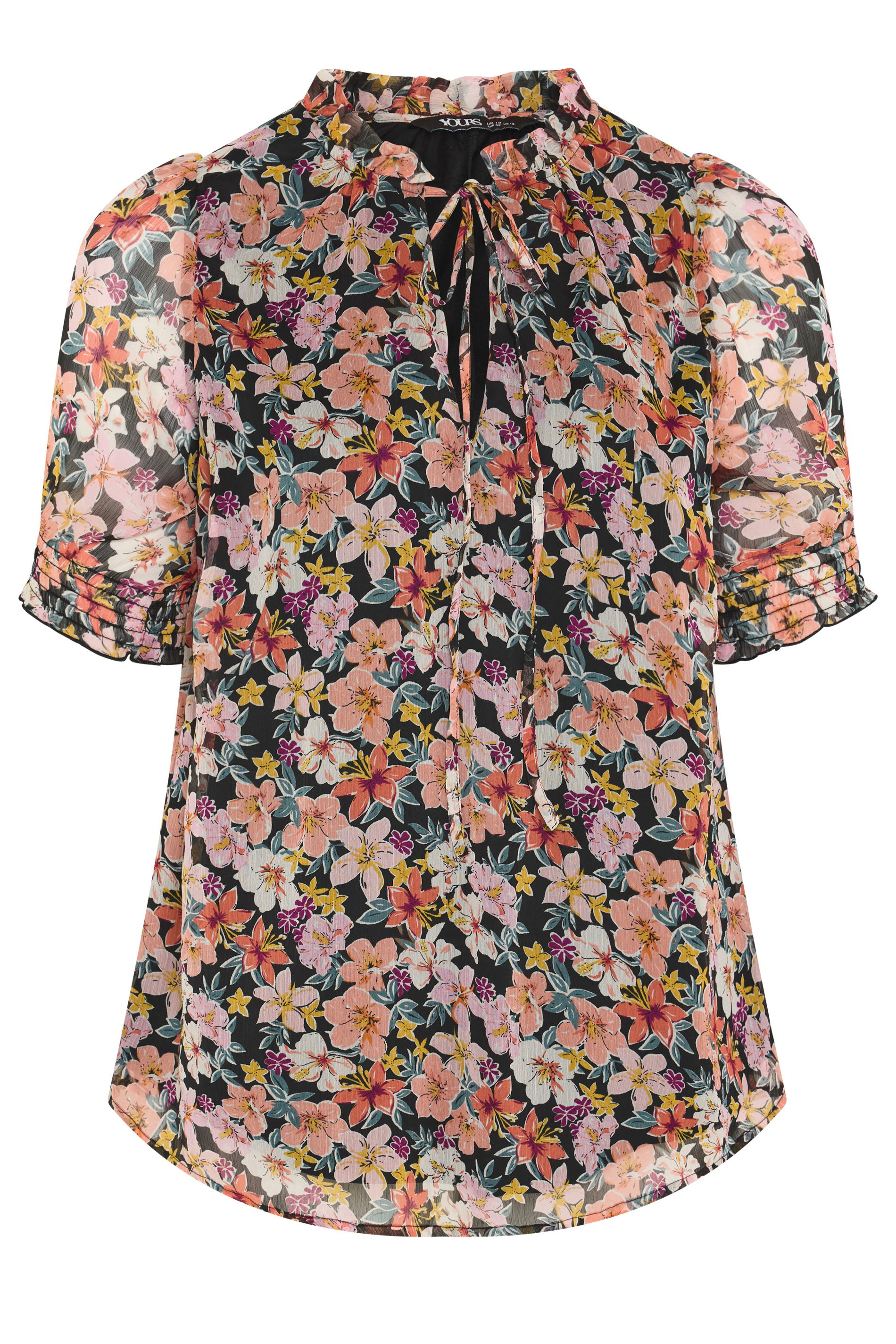 Yours Plus Size Pink Floral Print Frill Neck Blouse | Yours Clothing 5