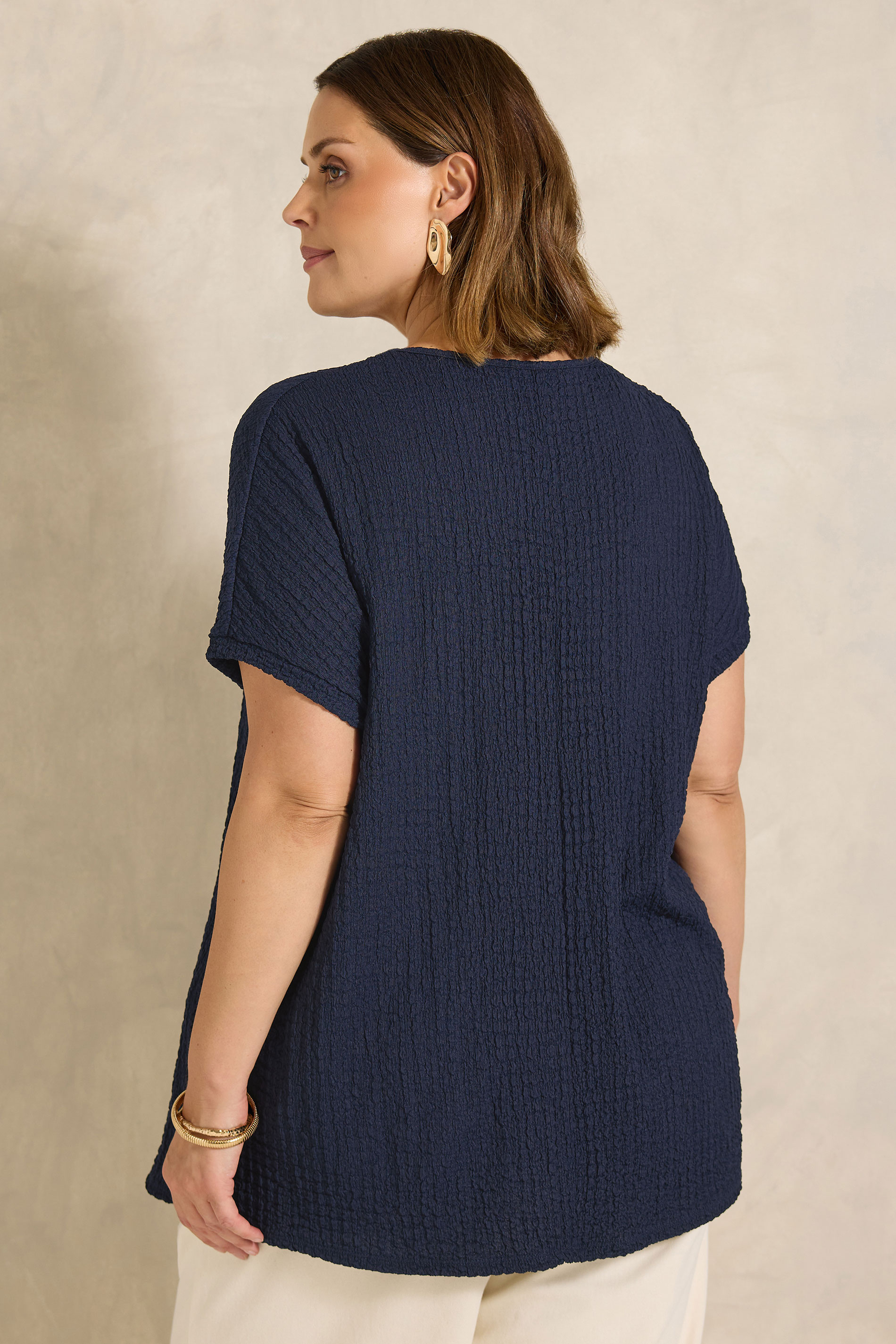 EVANS Plus Size 2 Pack Navy & Blue Pleat Tops | Evans 4