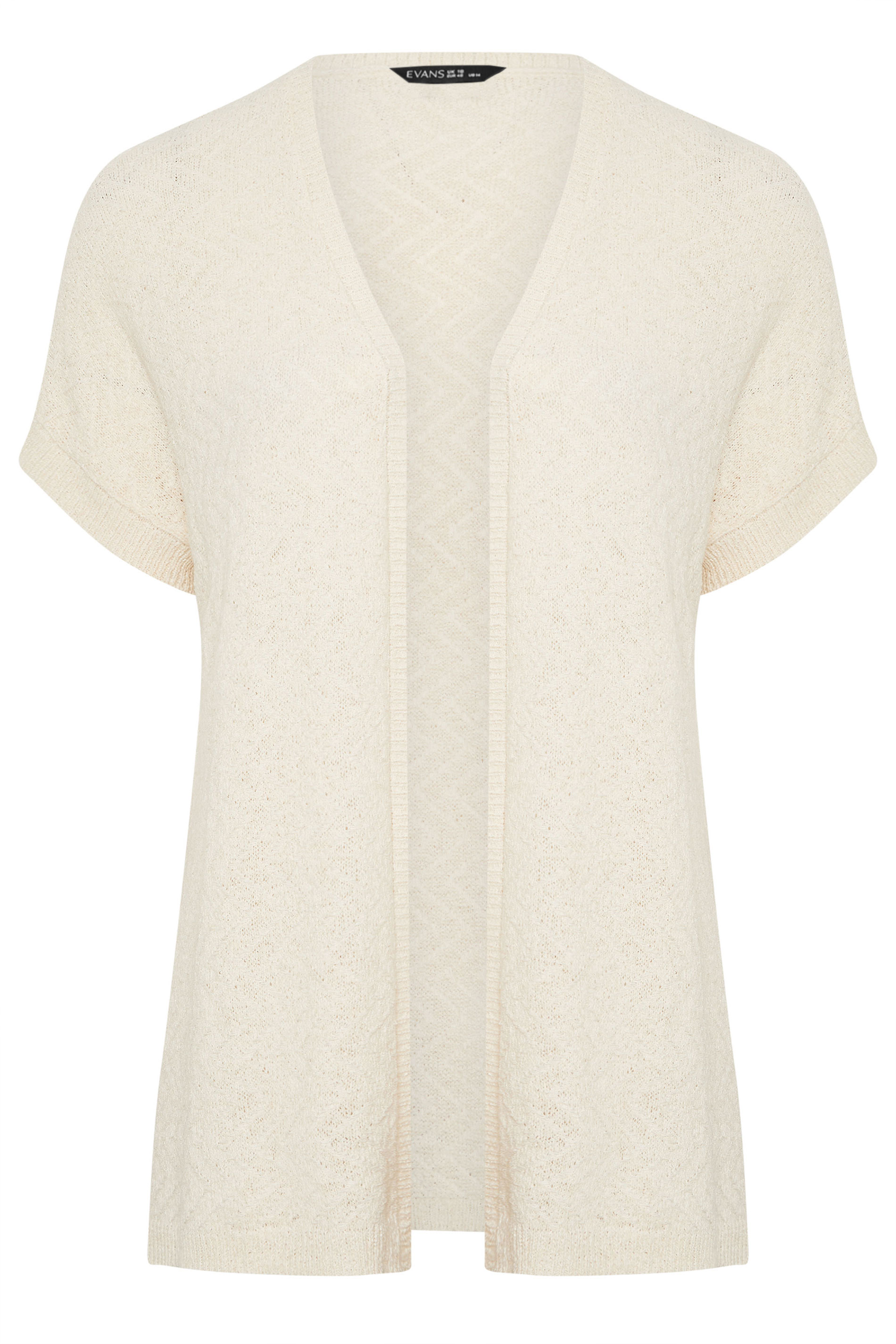 EVANS Plus Size Cream Tape Yarn Short Sleeve Cardigan | Evans 5