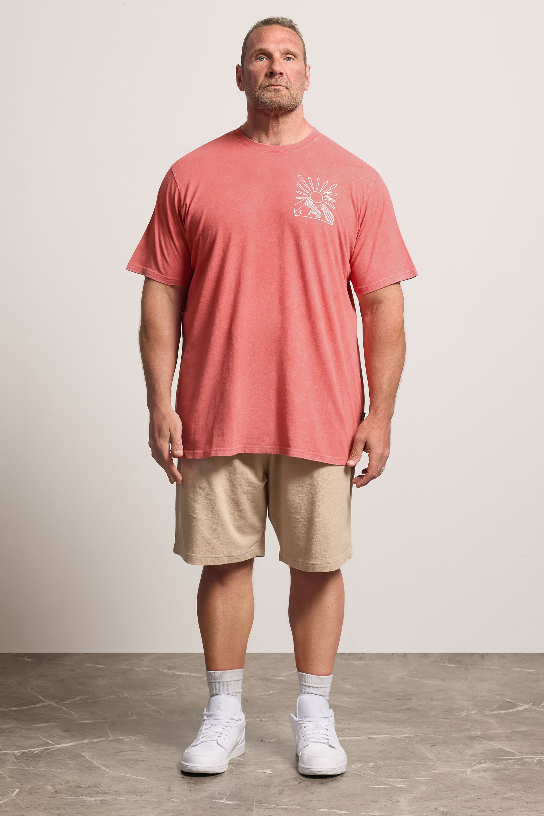 BadRhino Red Extra Long Acid Wash Sunset Print Tee | BadRhino 1