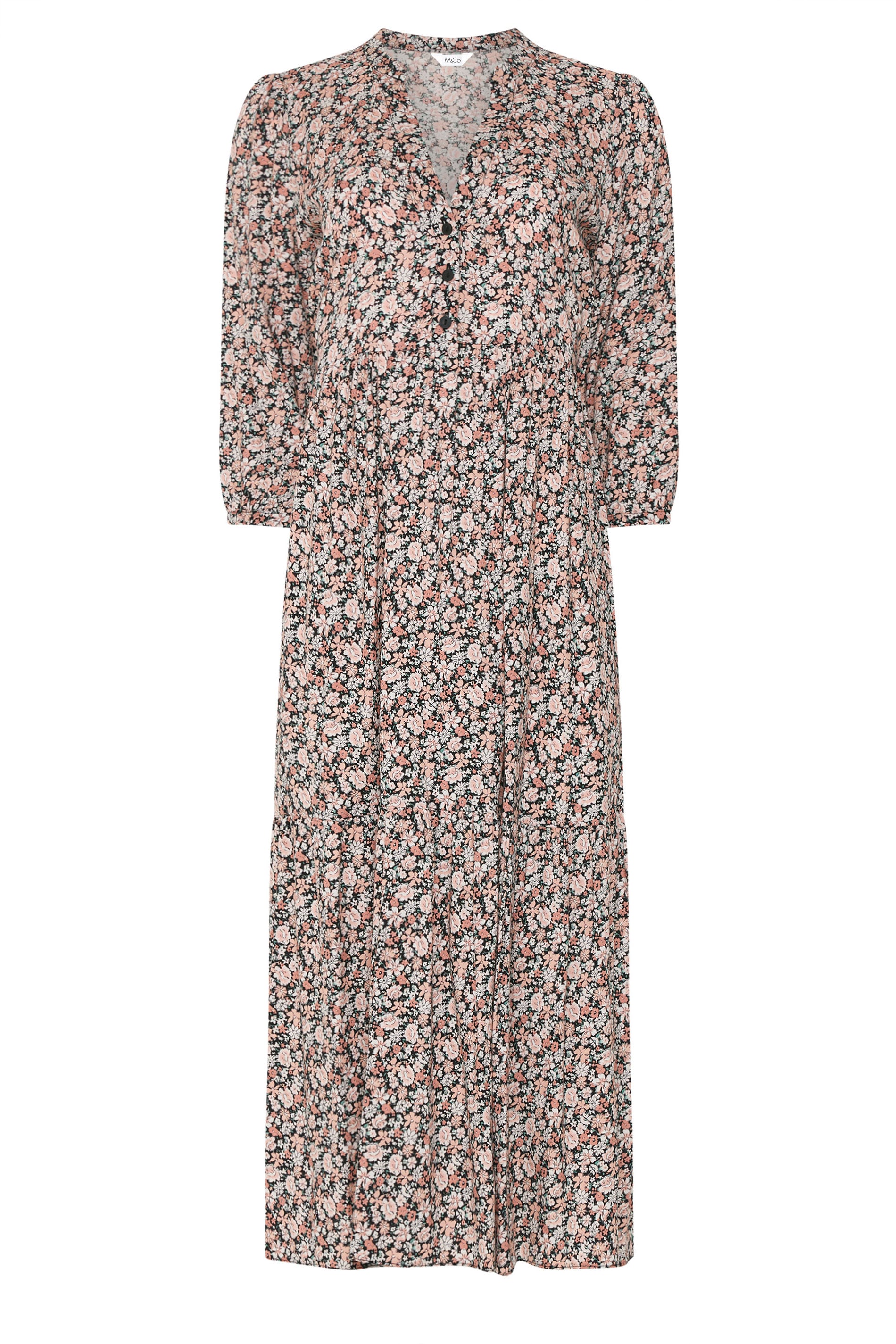 M&Co Pink Ditsy Floral Tiered Maxi Dress | M&Co 5