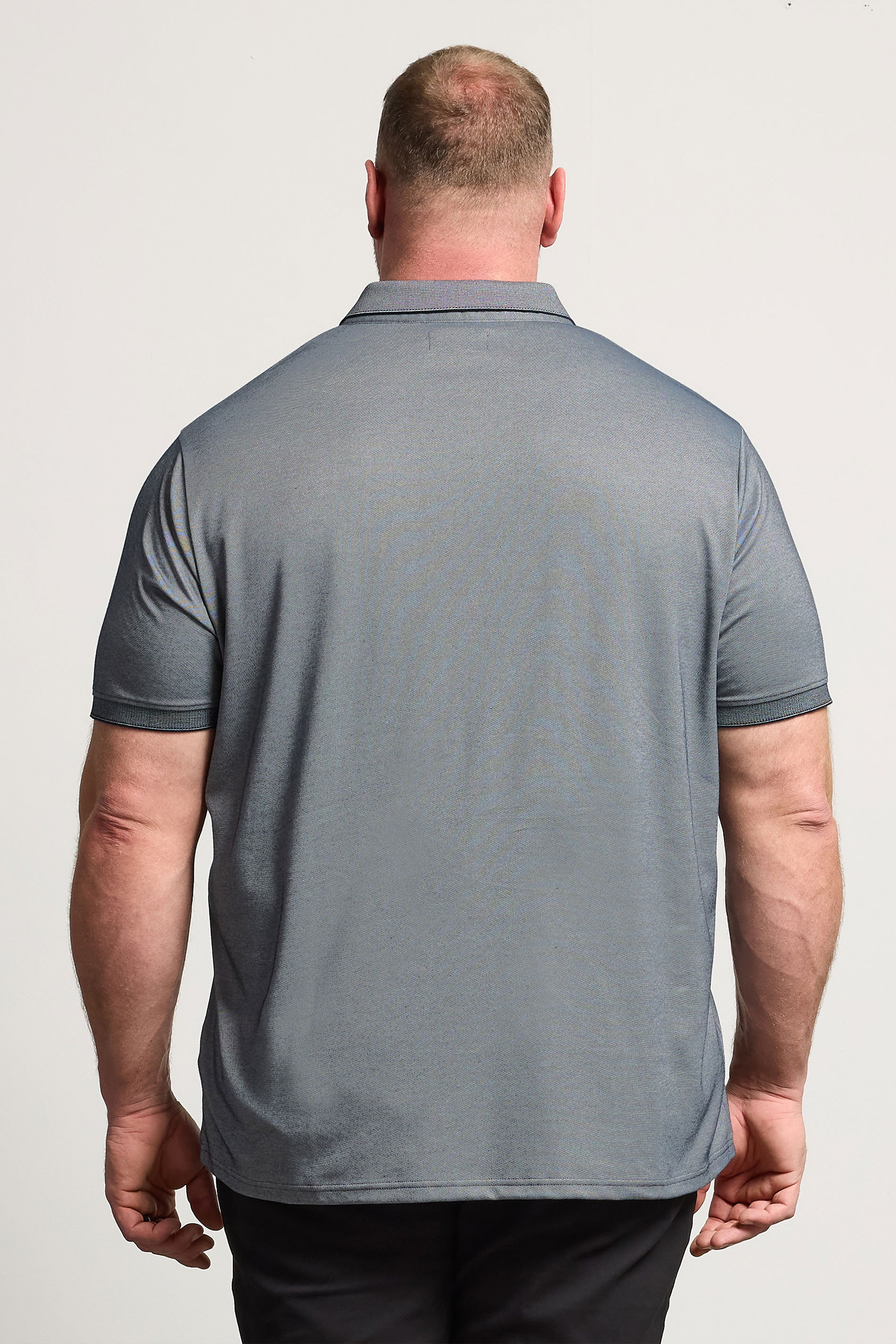 BadRhino Big & Tall Navy Blue Textured Polo Shirt | BadRhino 2