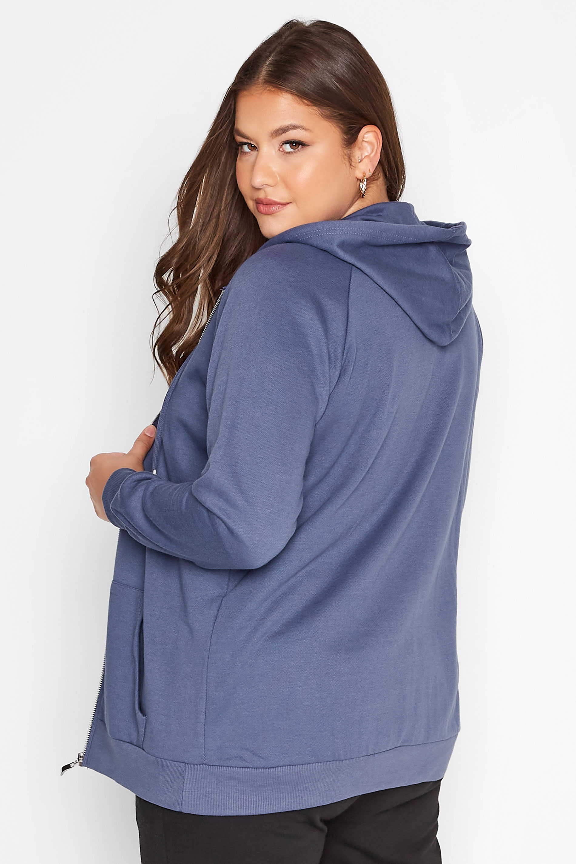 Plus Size Blue Zip Hoodie | Yours Clothing 3