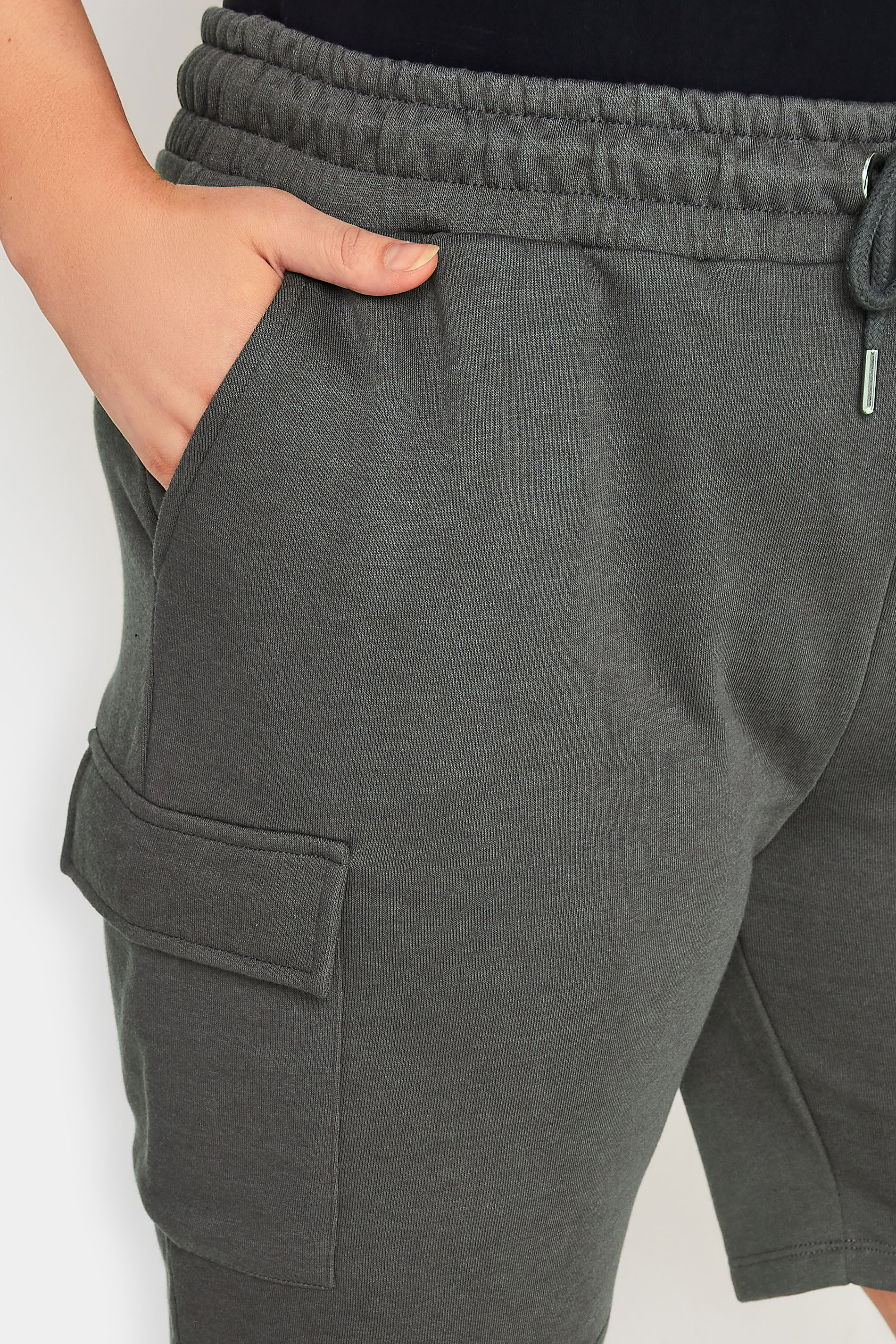 YOURS Plus Size Grey Cargo Jogger Shorts | Yours Clothing 3