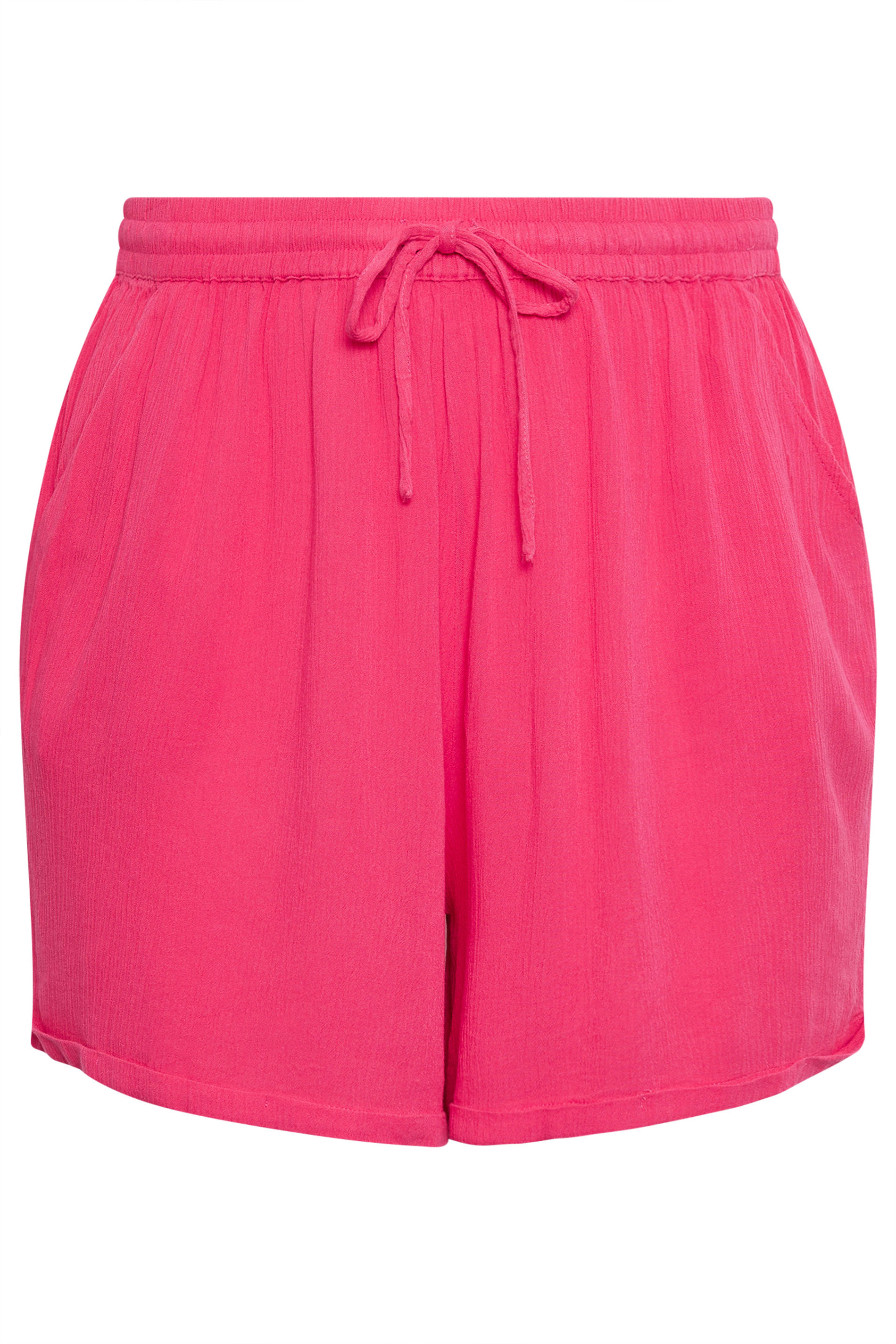 LIMITED COLLECTION Plus Size Pink Crinkle Shorts | Yours Clothing