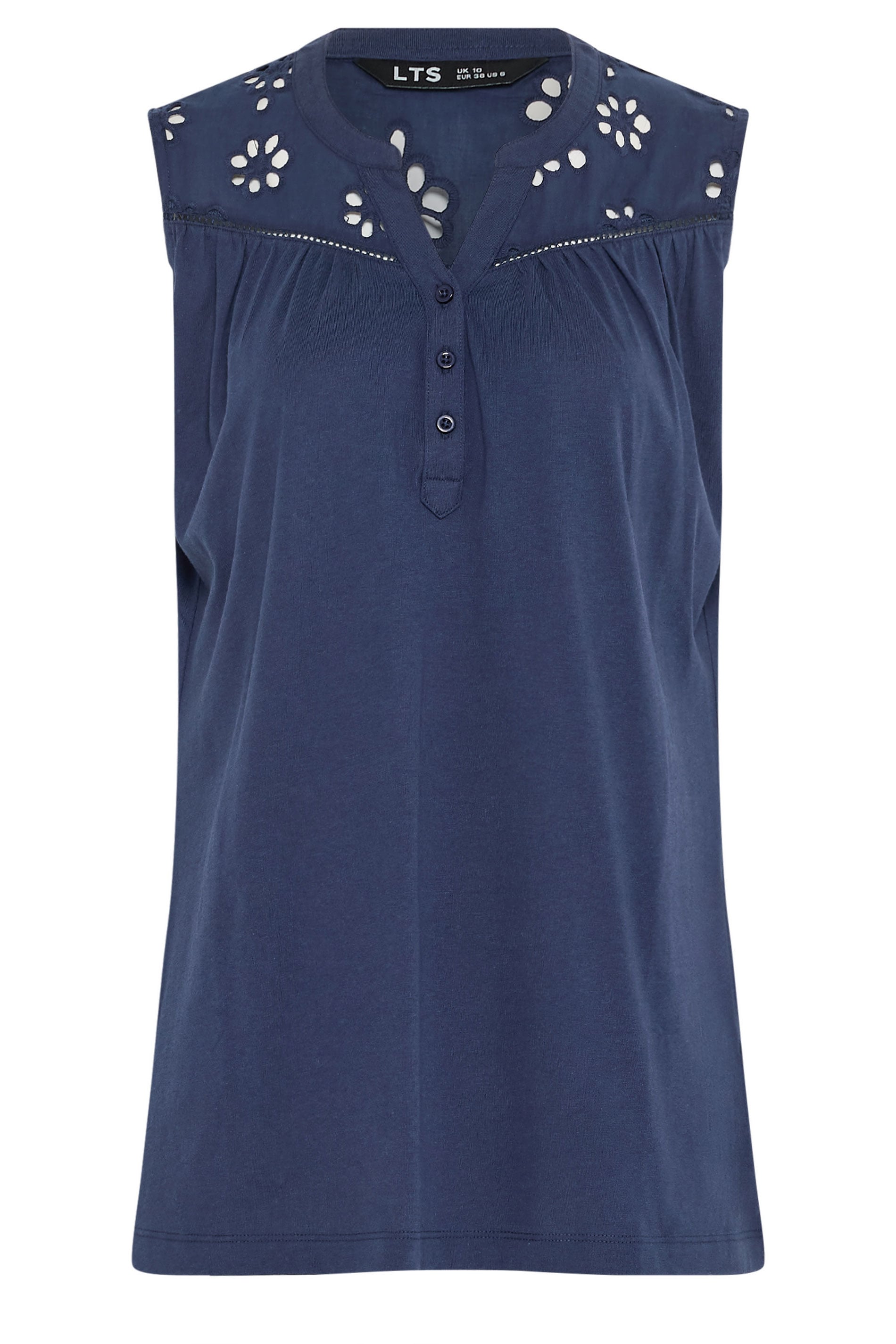 LTS Tall Women's Navy Blue Embroidered Cotton Vest | Long Tall Sally 5