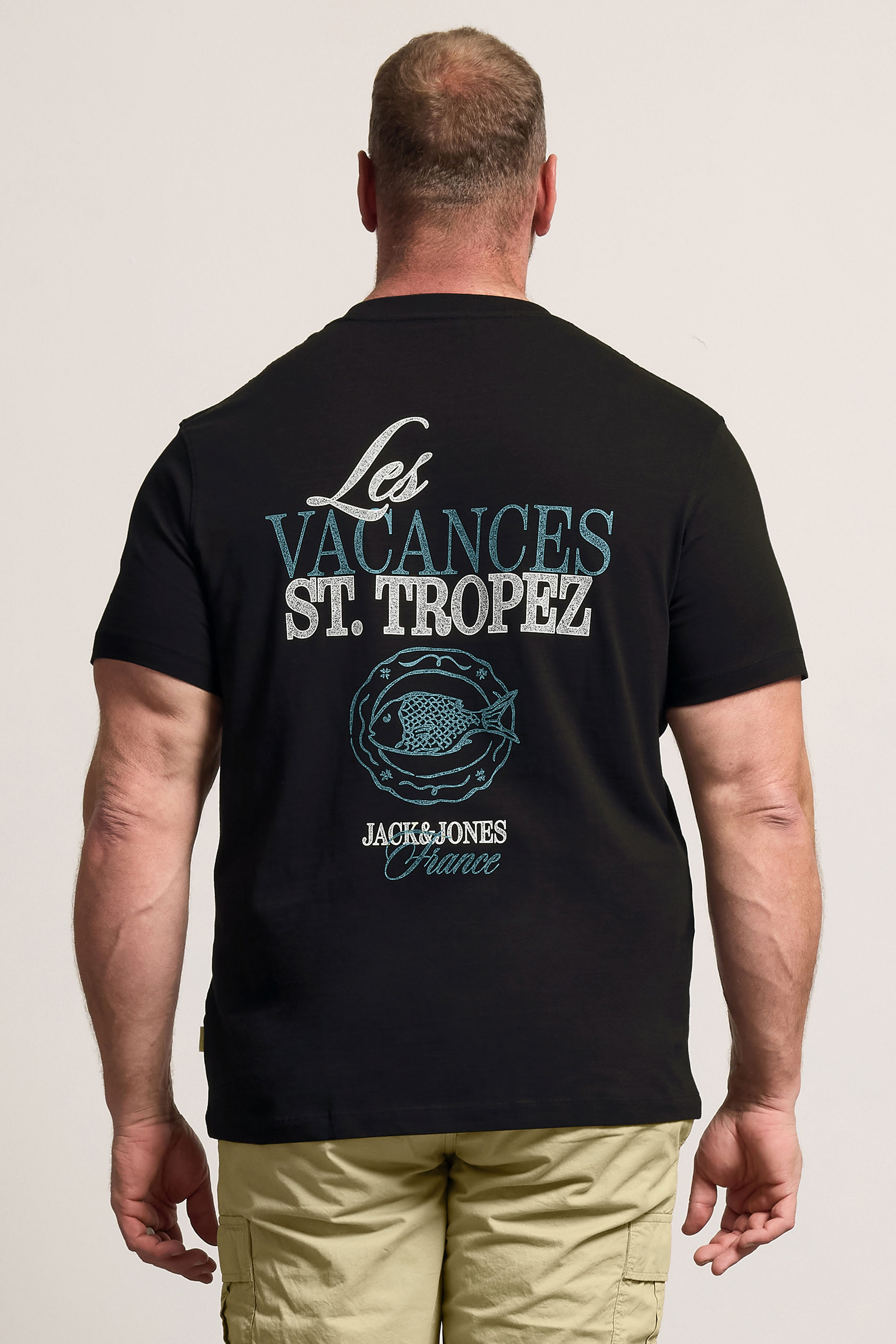 JACK & JONES Big & Tall Black 'St. Tropez' Print Tee | BadRhino 2